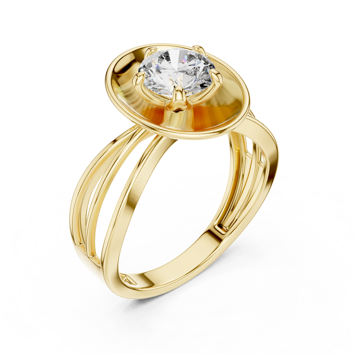 Oval Plate Solitaire Engagement Ring with Split Shank