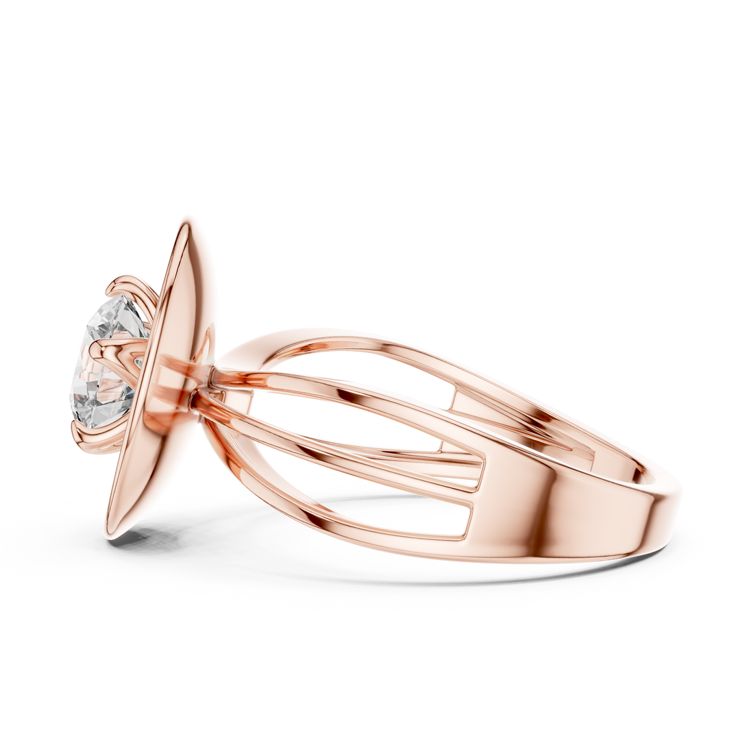 Oval Plate Solitaire Engagement Ring with Split Shank