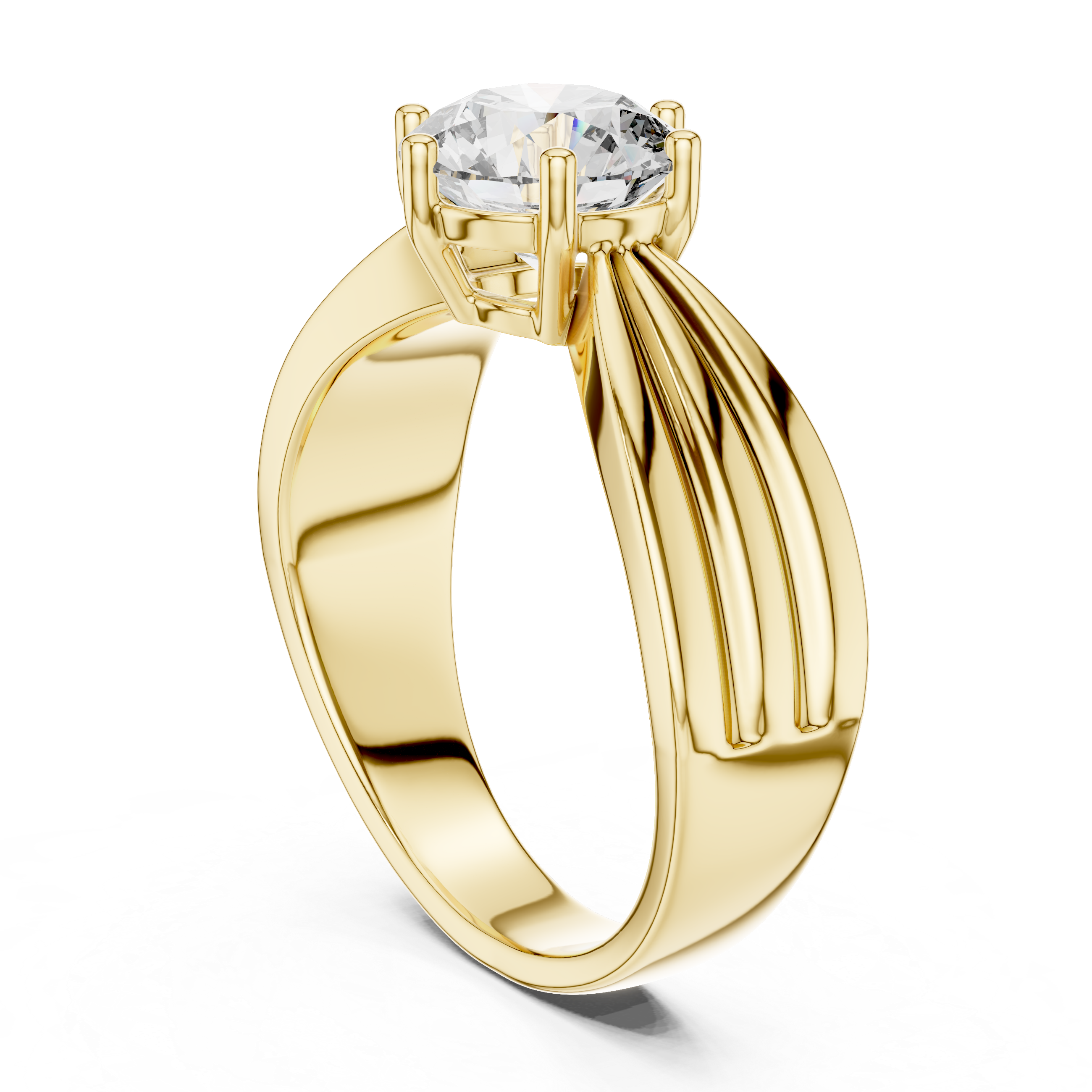 Round Solitaire Engagement Ring with Multi-Strand Tapered Band