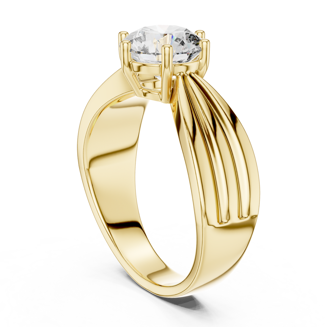 Round Solitaire Engagement Ring with Multi-Strand Tapered Band