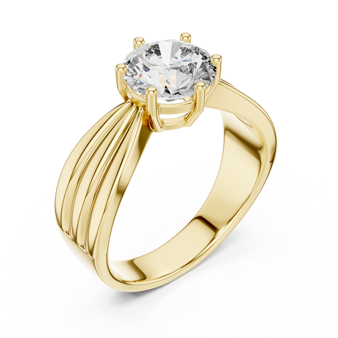 Round Solitaire Engagement Ring with Multi-Strand Tapered Band