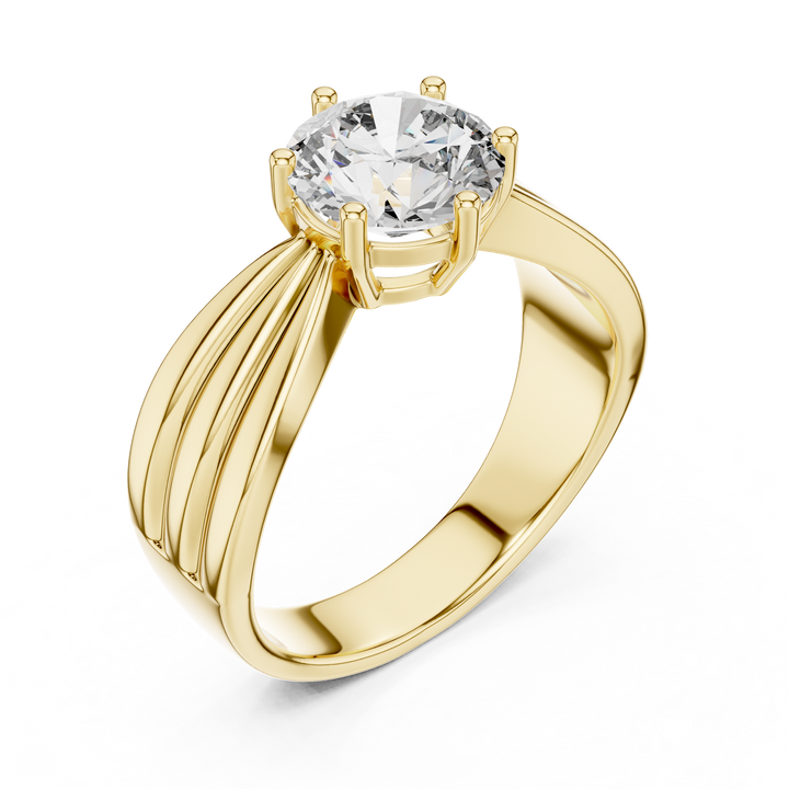 Round Solitaire Engagement Ring with Multi-Strand Tapered Band