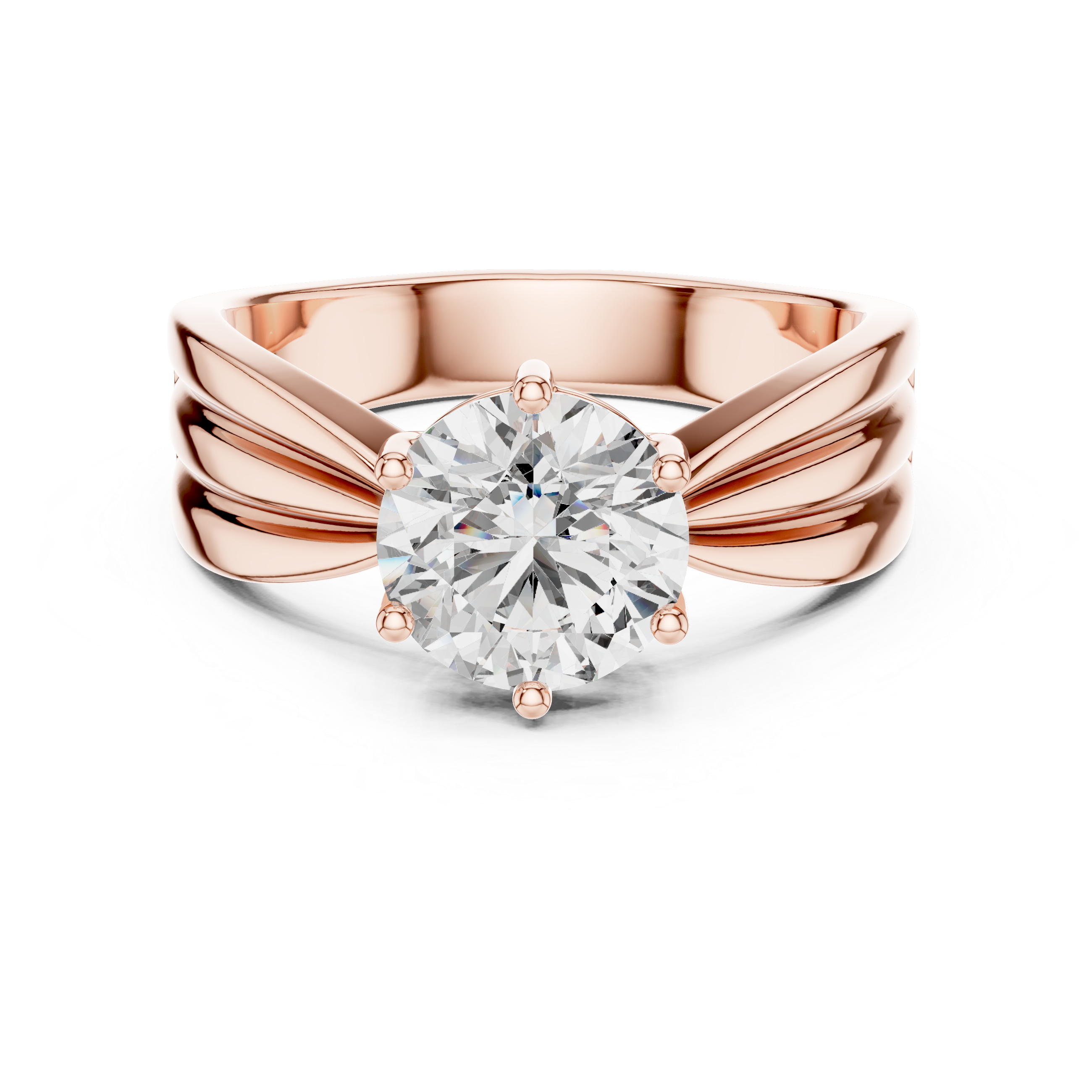 Round Solitaire Engagement Ring with Multi-Strand Tapered Band