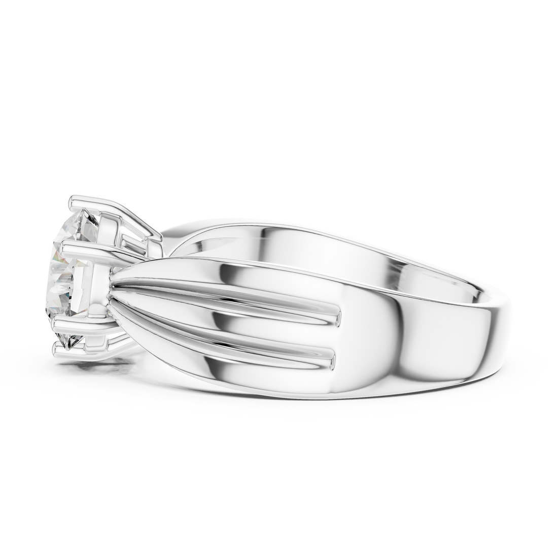 Round Solitaire Engagement Ring with Multi-Strand Tapered Band