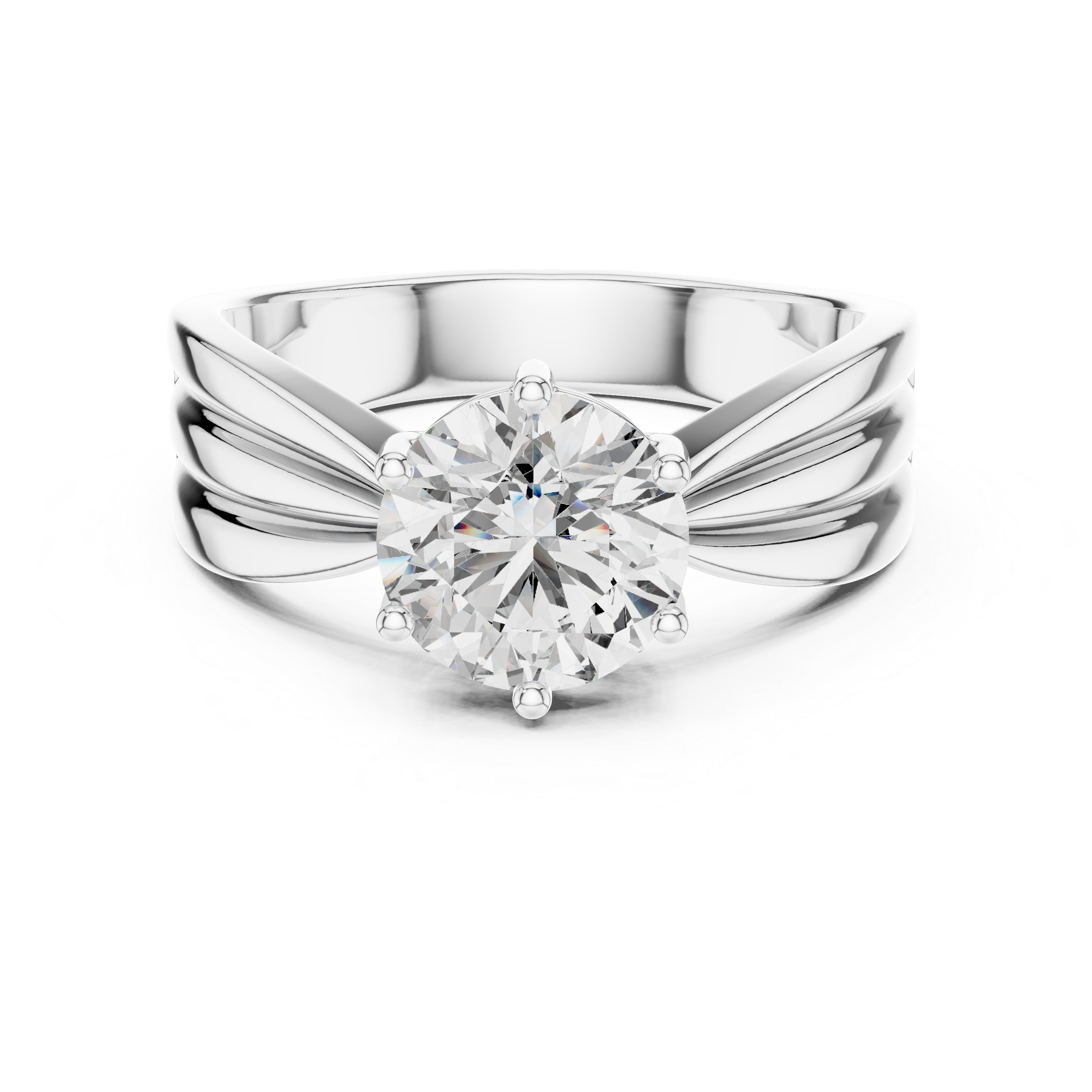 Round Solitaire Engagement Ring with Multi-Strand Tapered Band