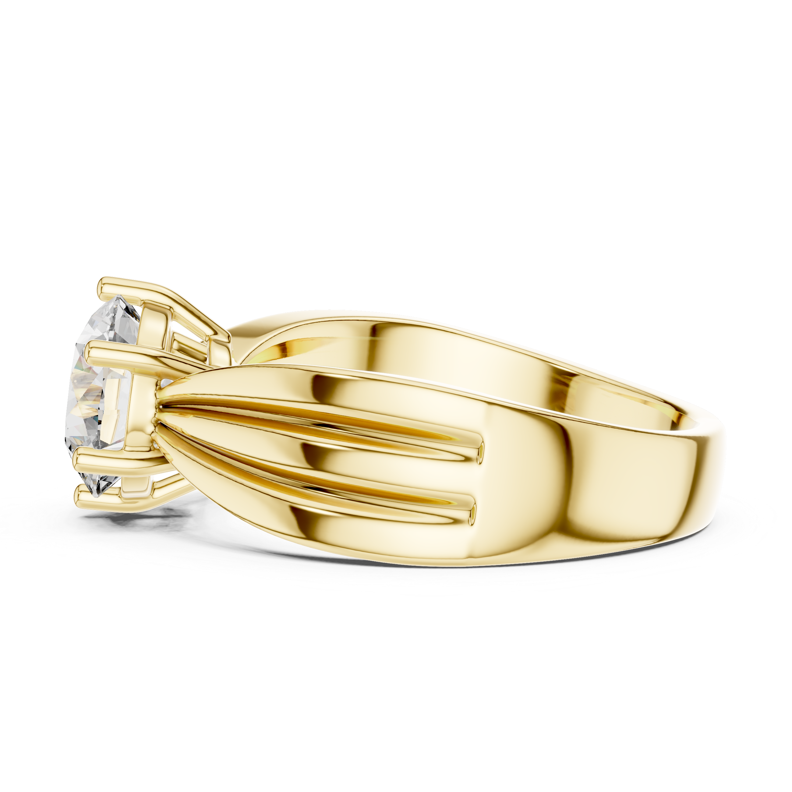 Round Solitaire Engagement Ring with Multi-Strand Tapered Band