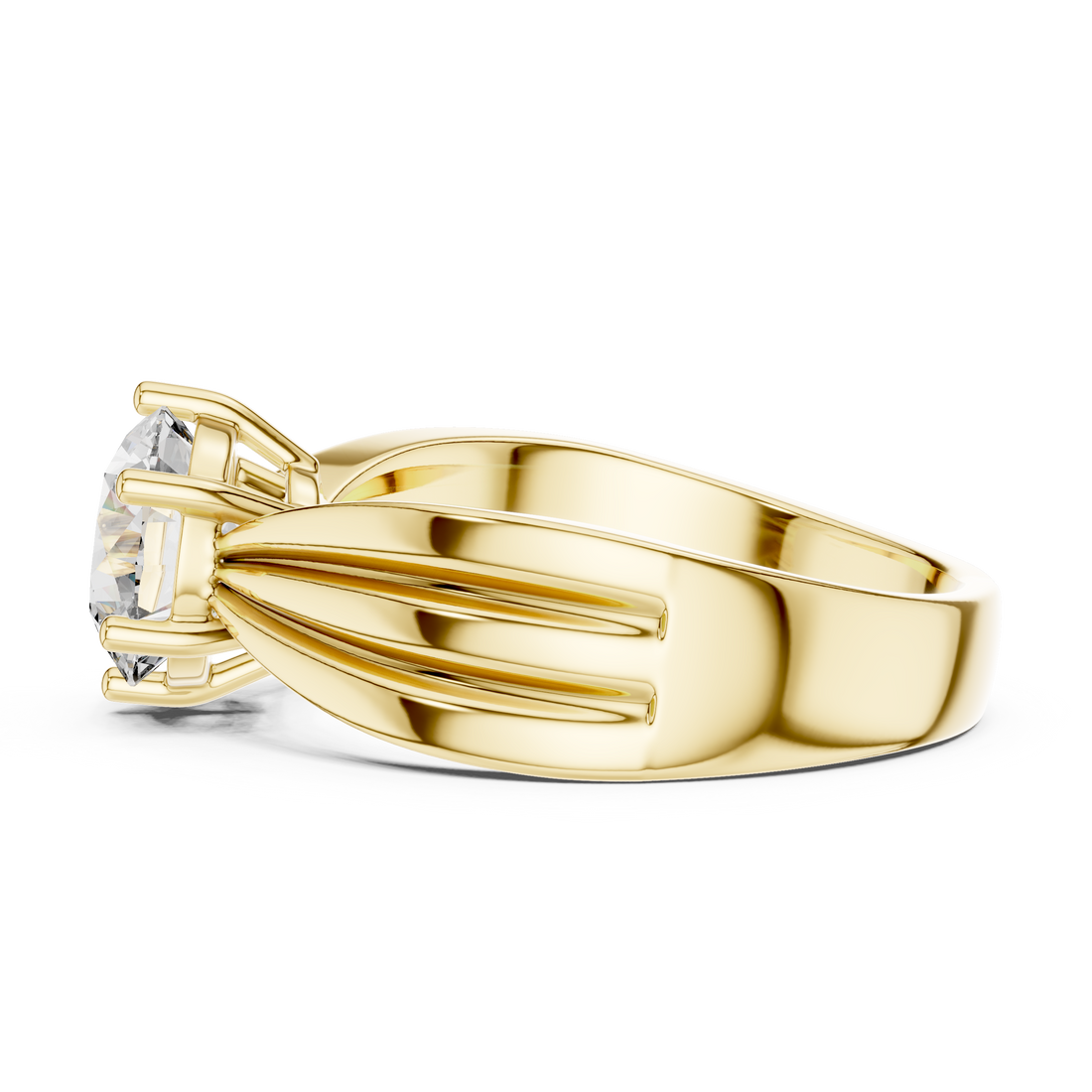 Round Solitaire Engagement Ring with Multi-Strand Tapered Band