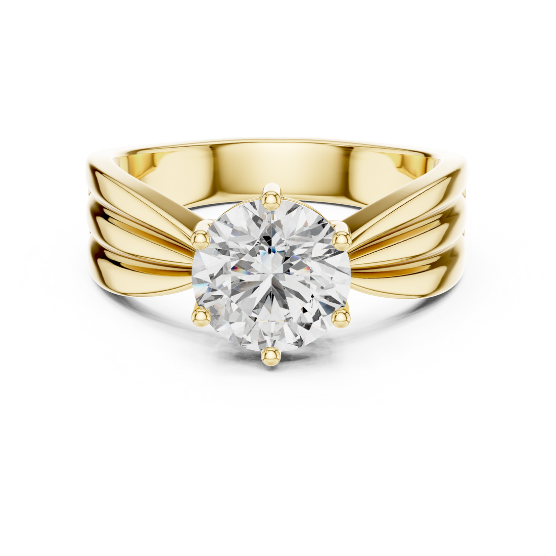 Round Solitaire Engagement Ring with Multi-Strand Tapered Band