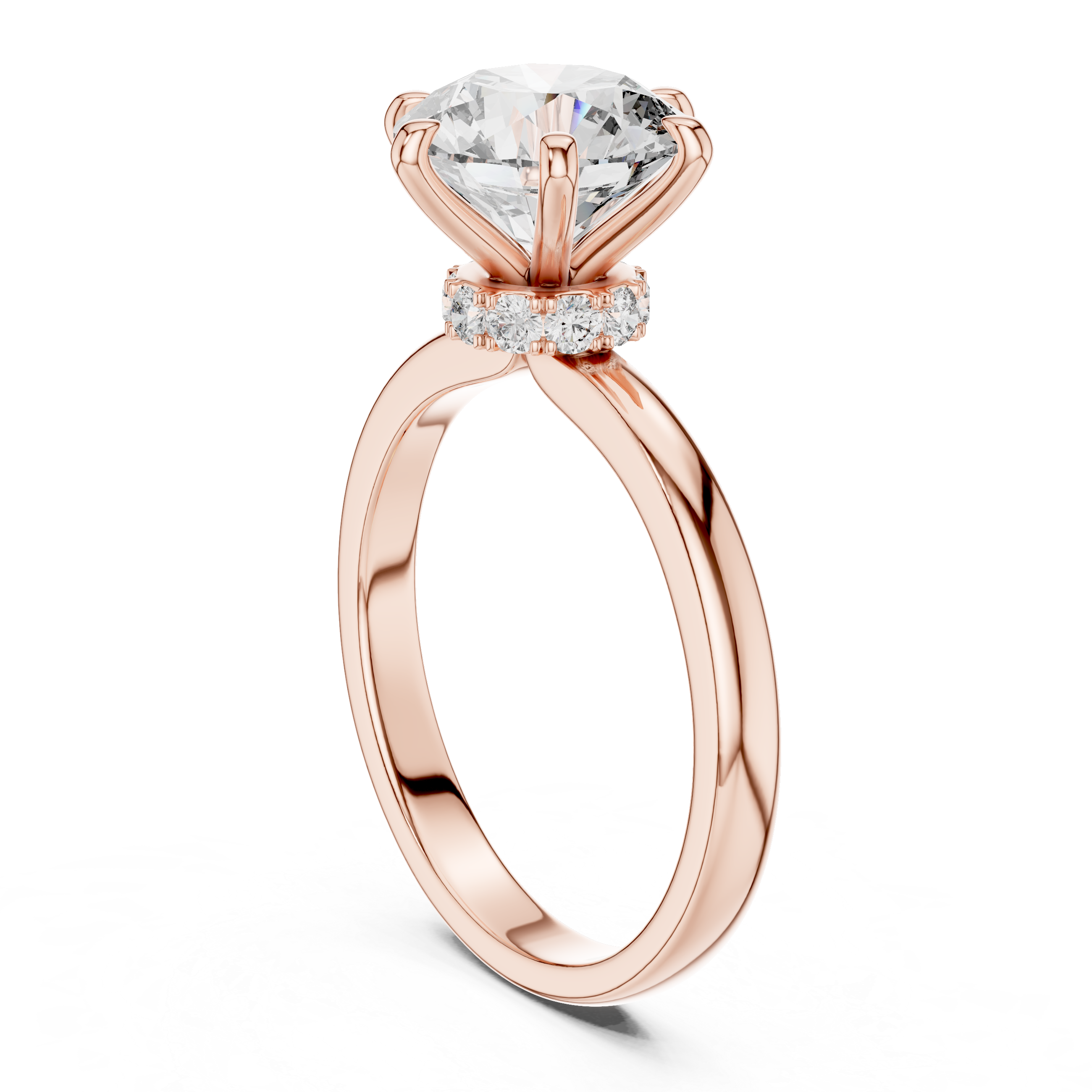 Round Solitaire Engagement Ring with Hidden Halo Gallery