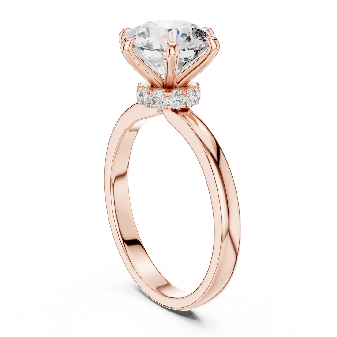Round Solitaire Engagement Ring with Hidden Halo Gallery