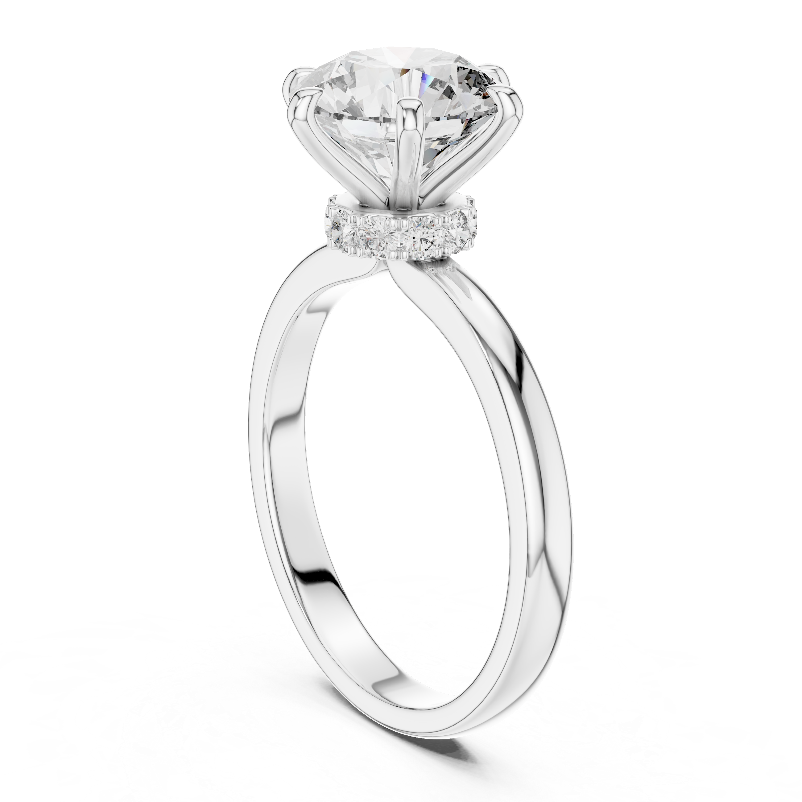Round Solitaire Engagement Ring with Hidden Halo Gallery