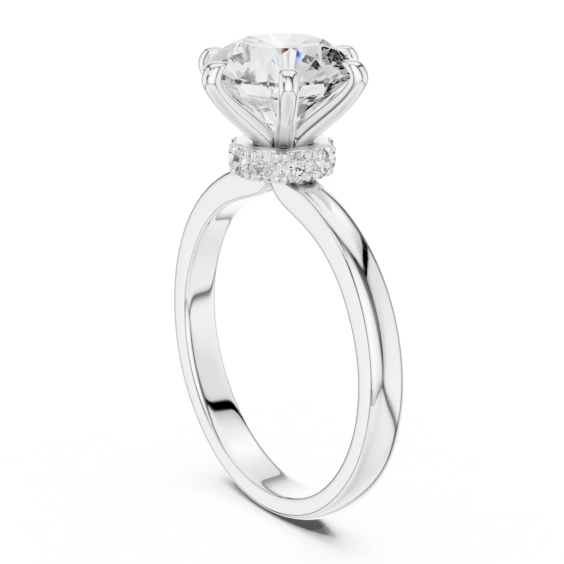 Round Solitaire Engagement Ring with Hidden Halo Gallery