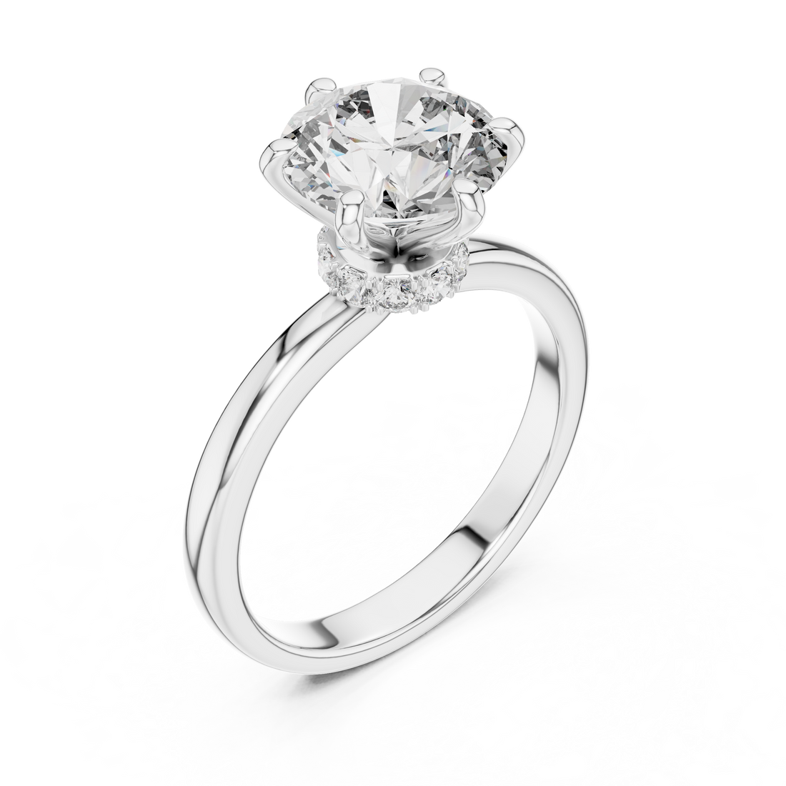 Round Solitaire Engagement Ring with Hidden Halo Gallery