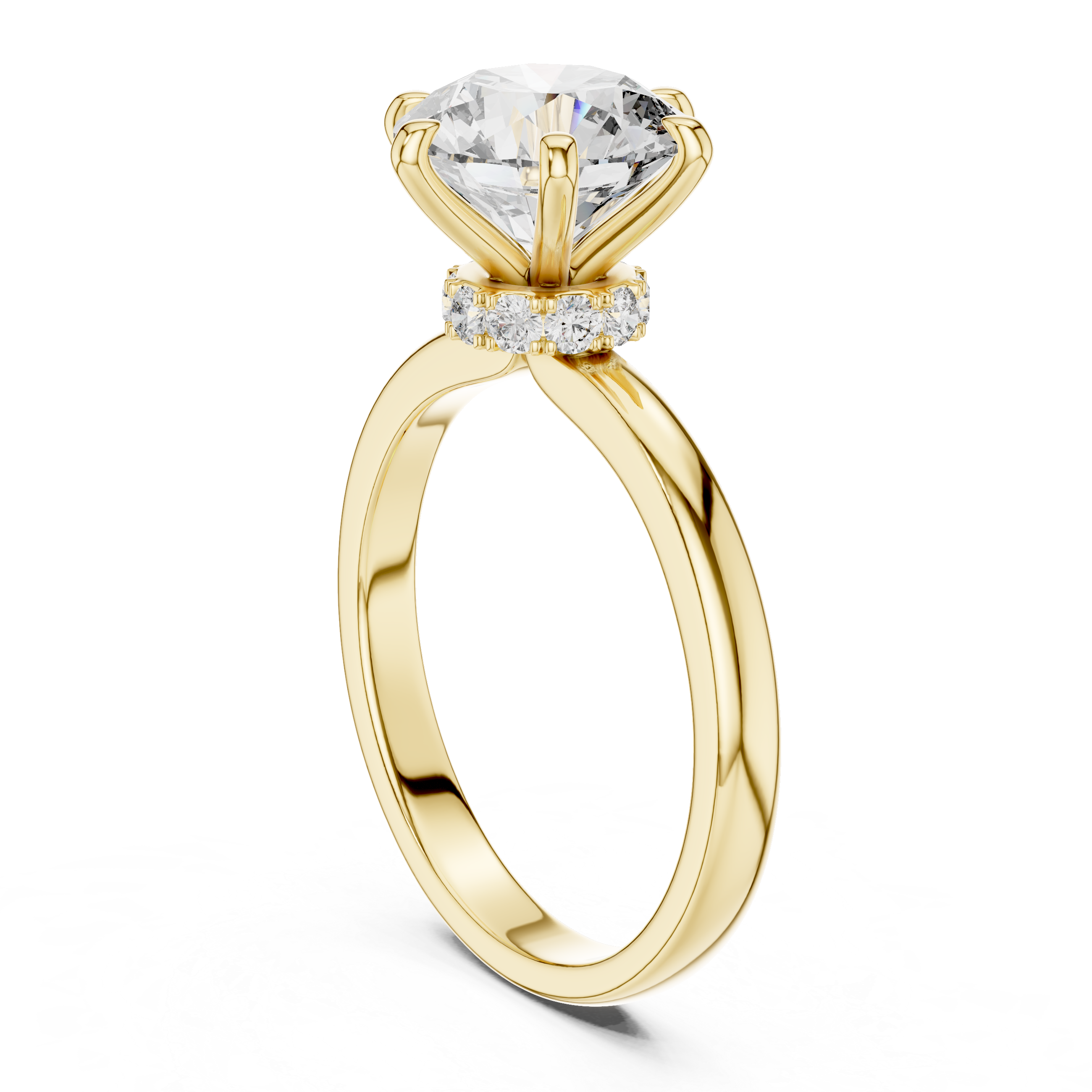 Round Solitaire Engagement Ring with Hidden Halo Gallery