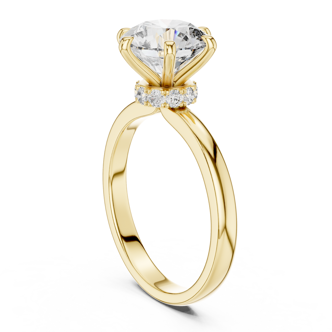 Round Solitaire Engagement Ring with Hidden Halo Gallery