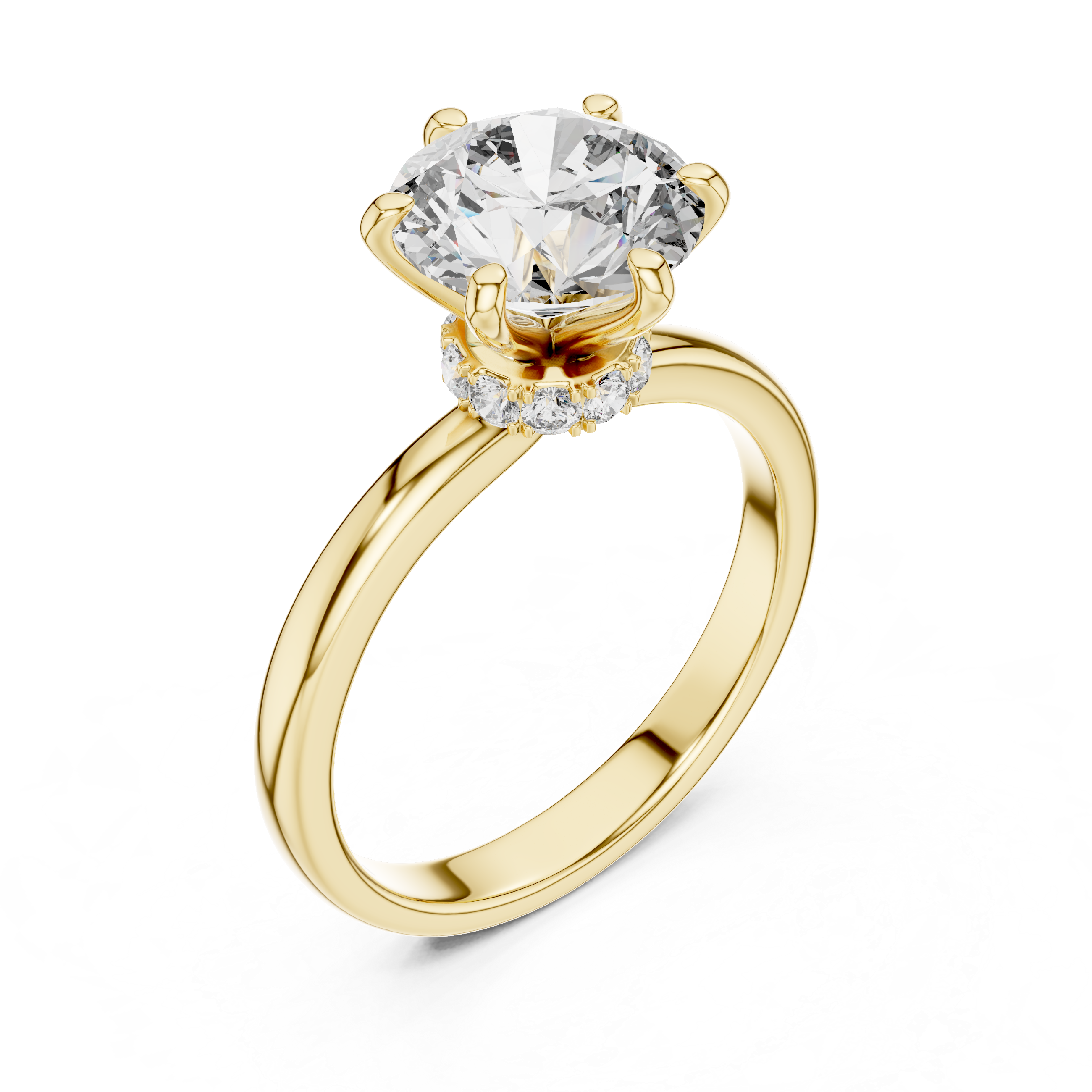 Round Solitaire Engagement Ring with Hidden Halo Gallery
