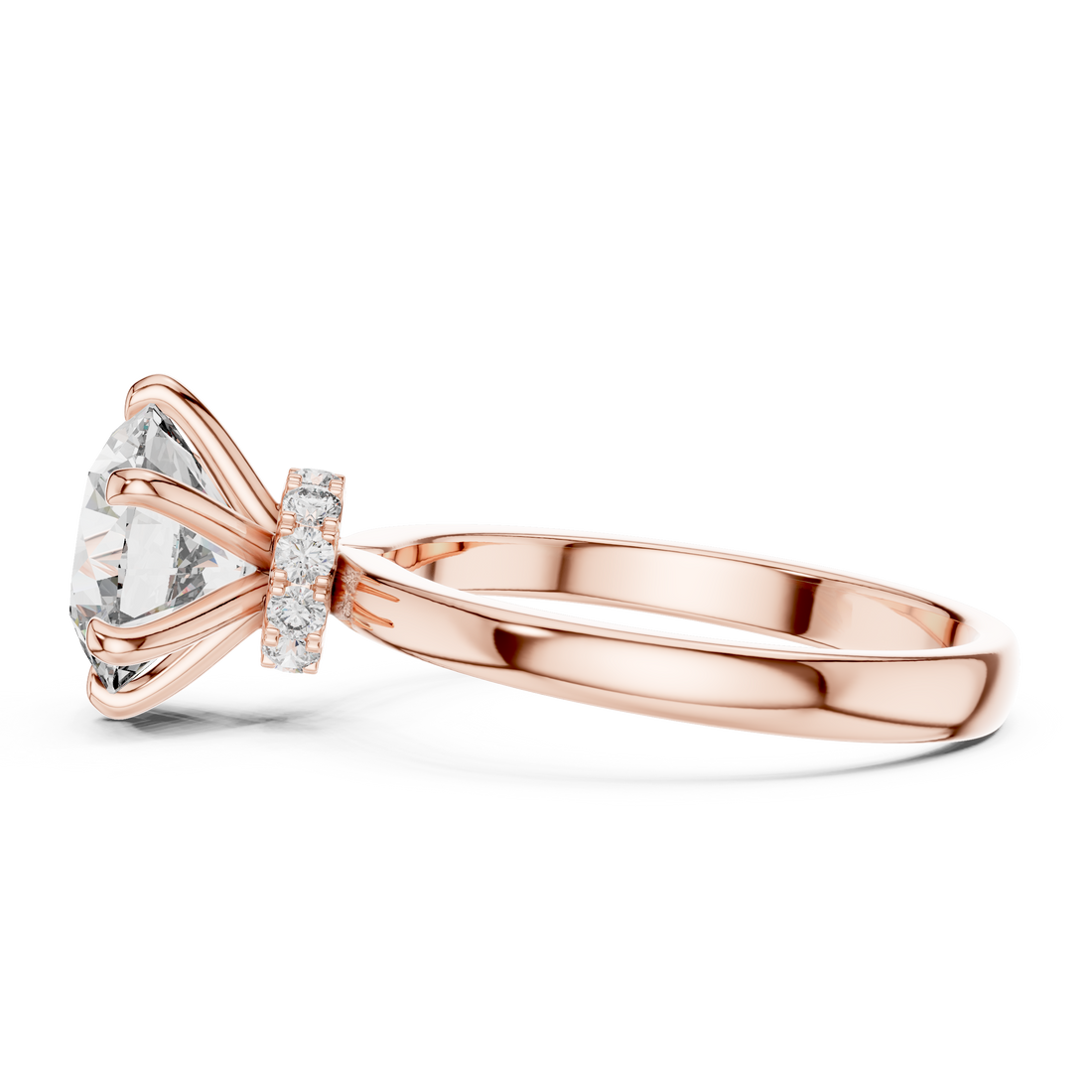 Round Solitaire Engagement Ring with Hidden Halo Gallery