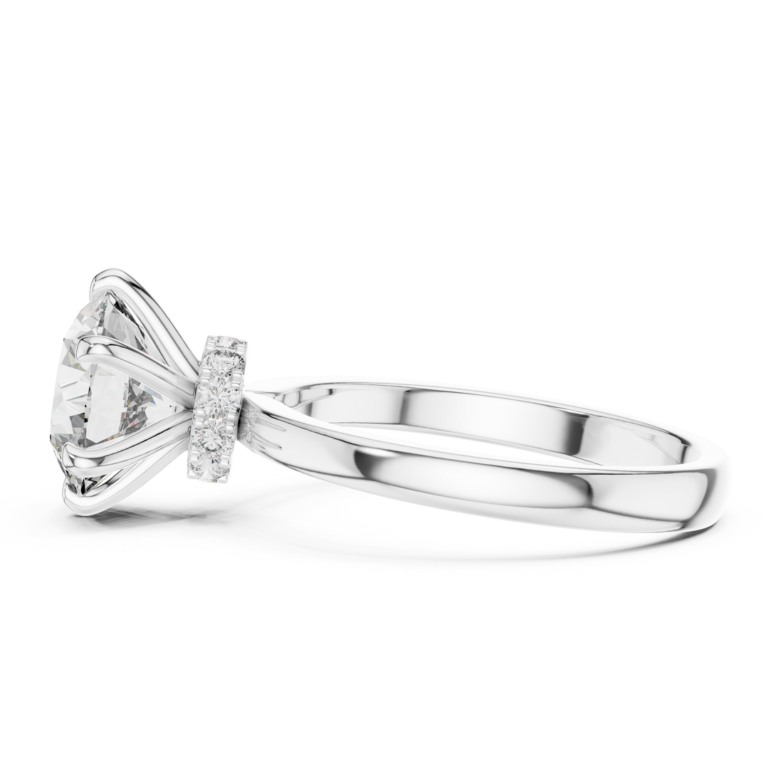 Round Solitaire Engagement Ring with Hidden Halo Gallery