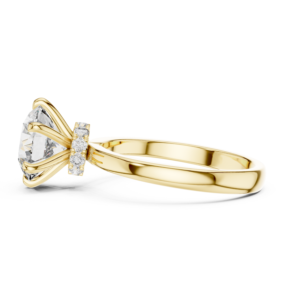 Round Solitaire Engagement Ring with Hidden Halo Gallery