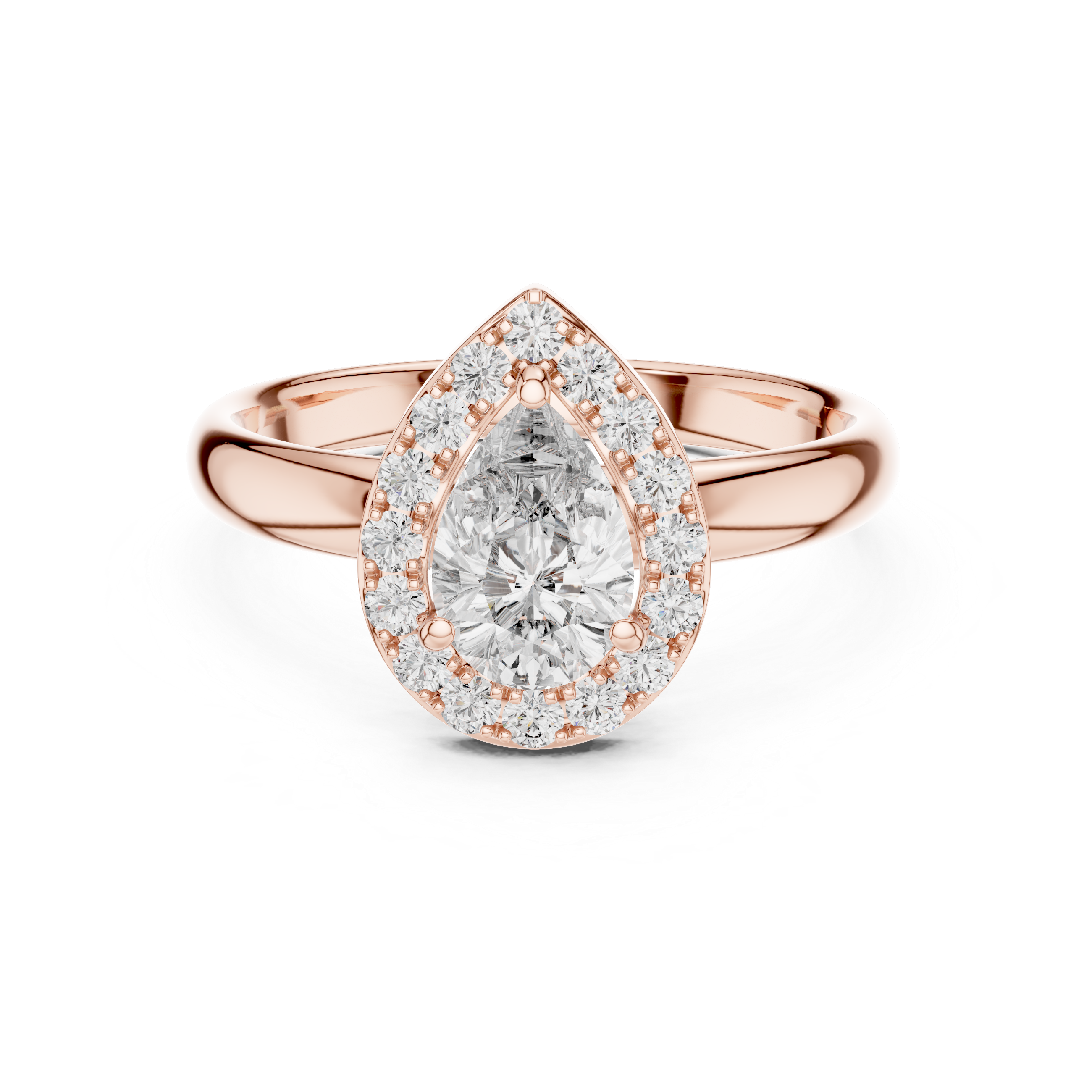 Pear-Cut Halo Engagement Ring with Plain Band