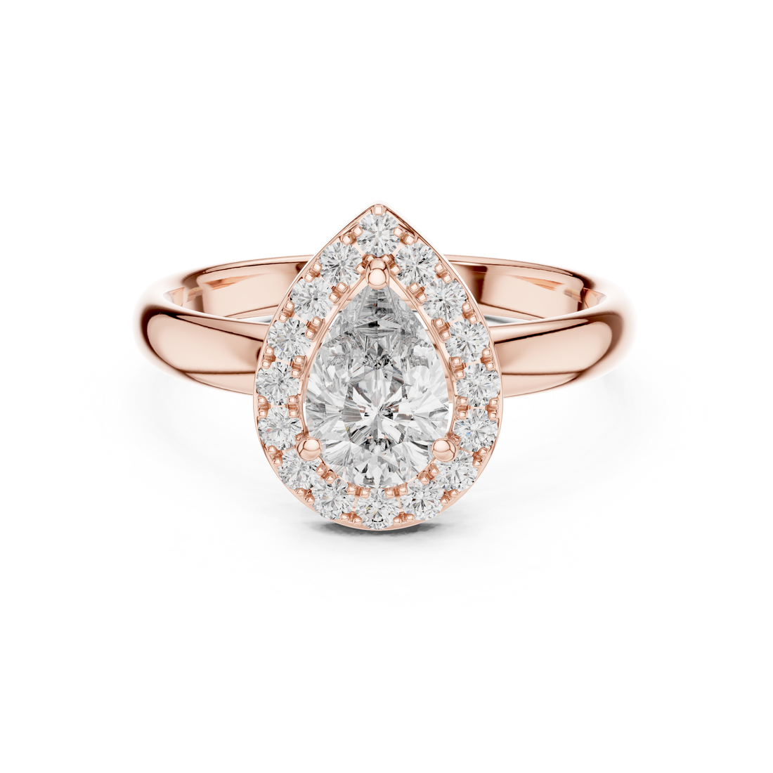 Pear-Cut Halo Engagement Ring with Plain Band