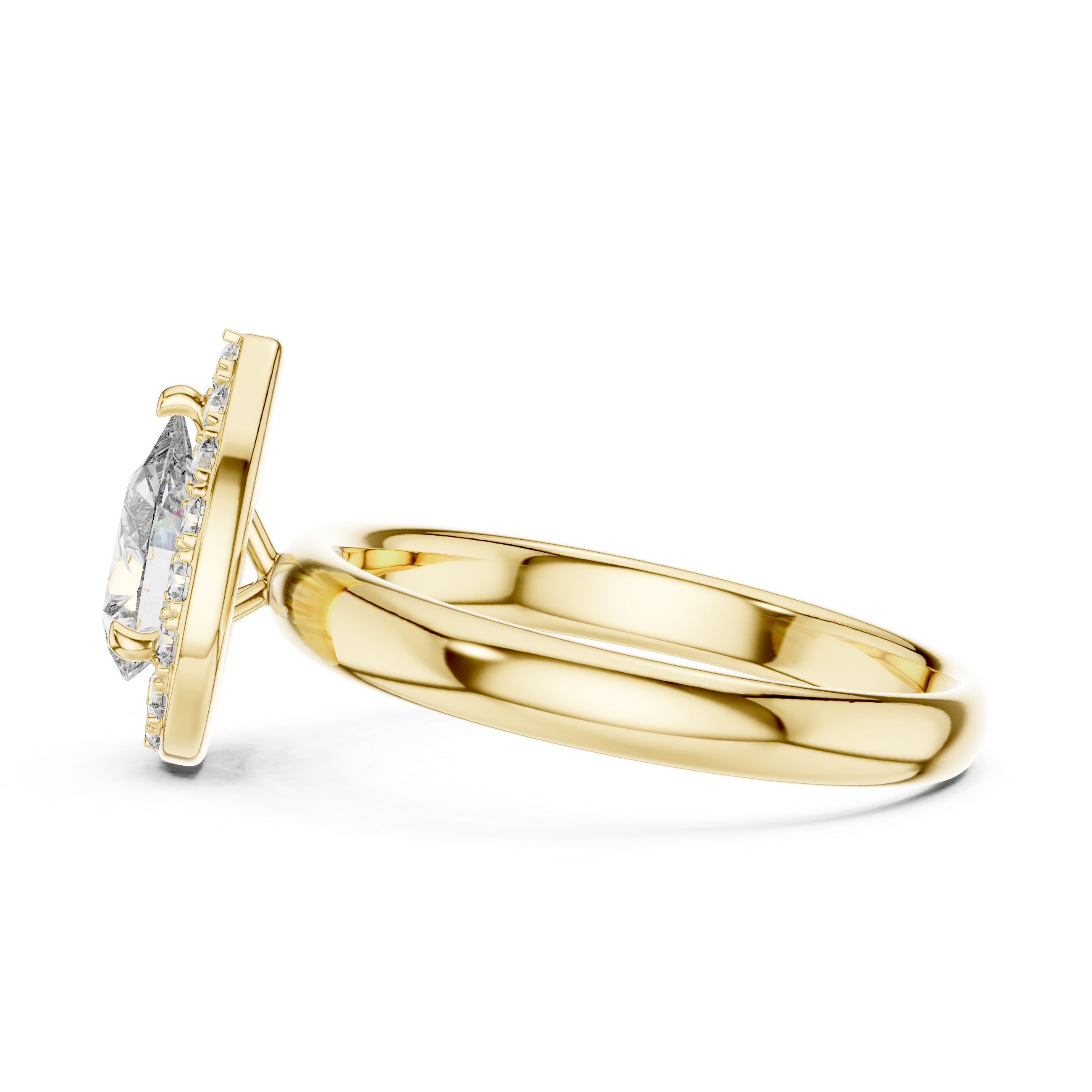 Pear-Cut Halo Engagement Ring with Plain Band