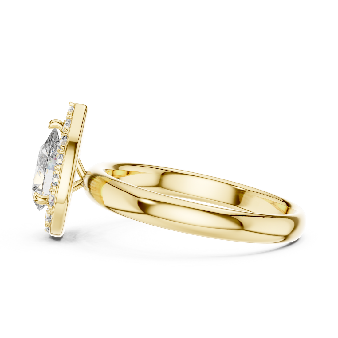 Pear-Cut Halo Engagement Ring with Plain Band