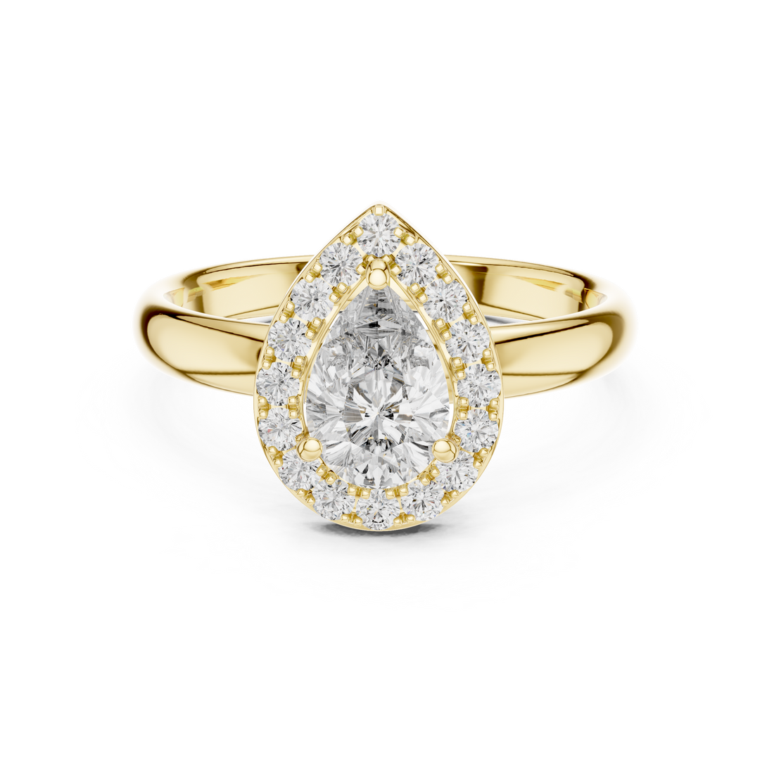 Pear-Cut Halo Engagement Ring with Plain Band