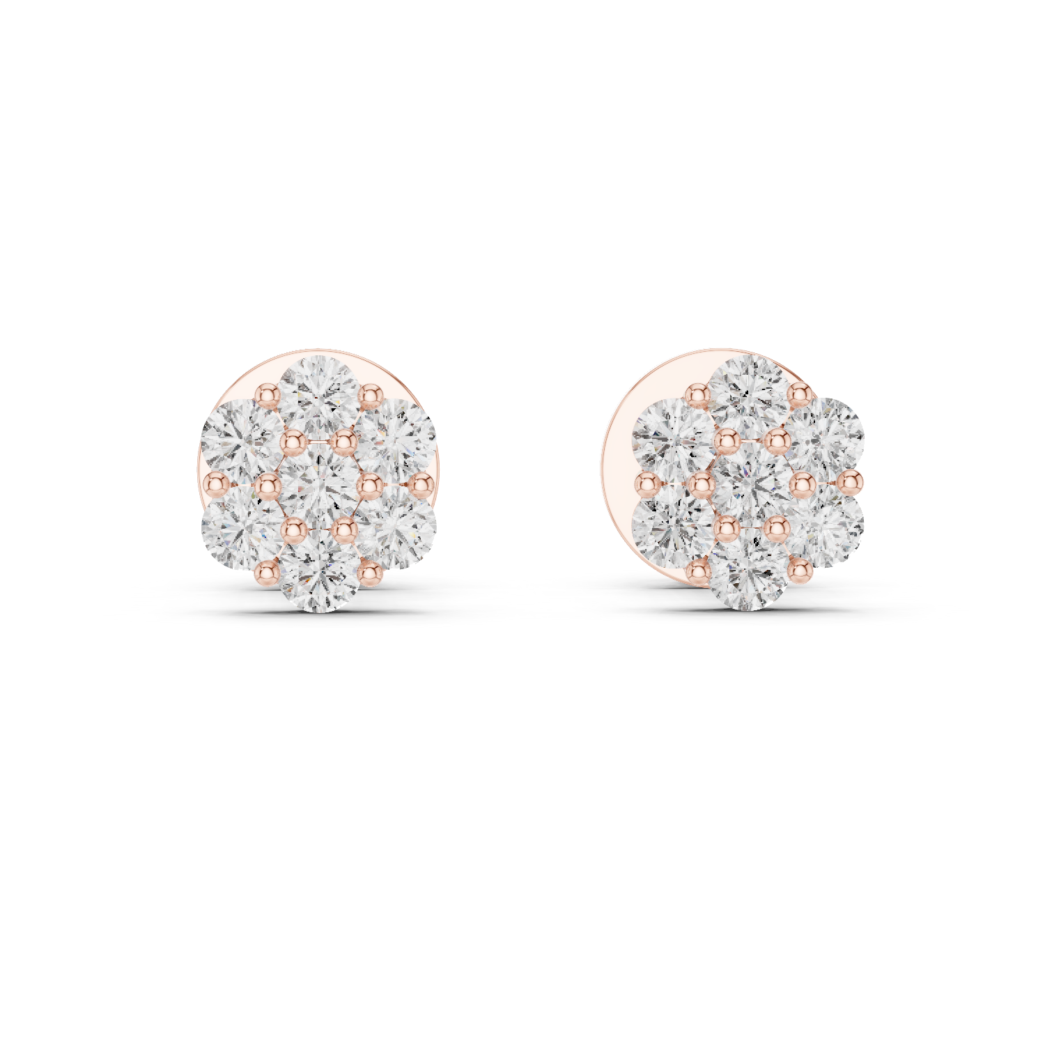 7-Stone Diamond Flower Cluster Stud