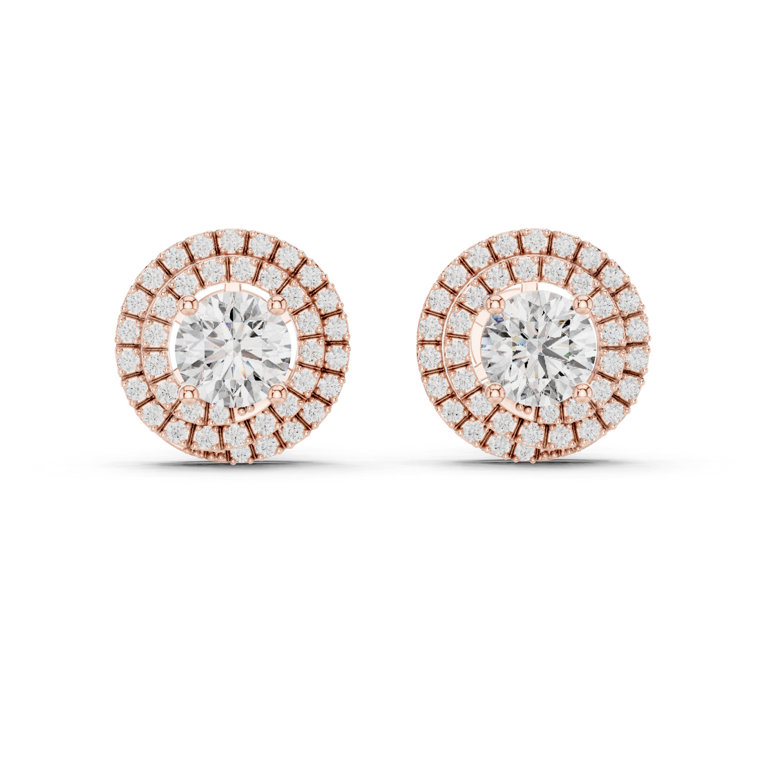 Celestial Double Frame Solitaire Diamond Studs
