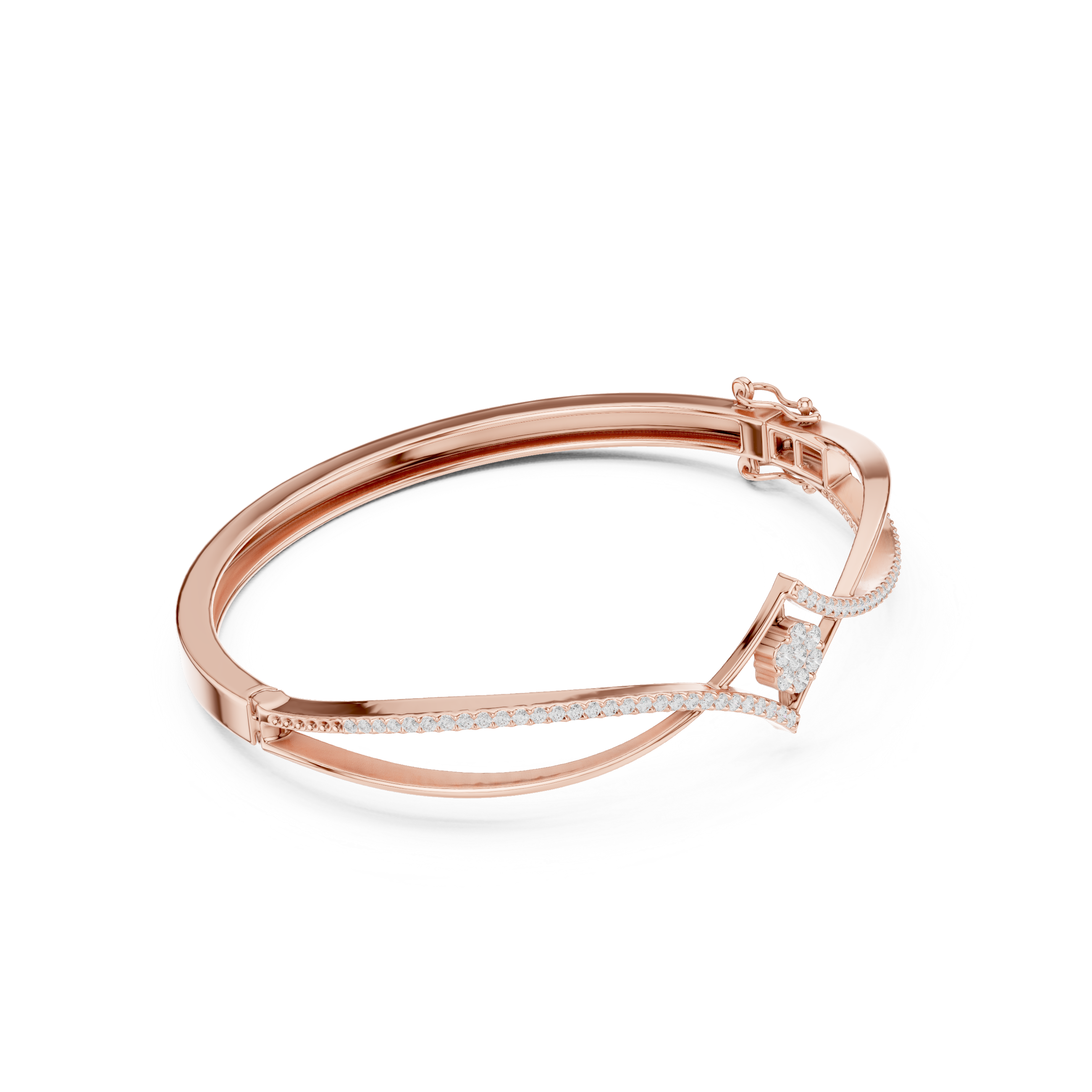 Crossover Floral Cluster Diamond Bracelet