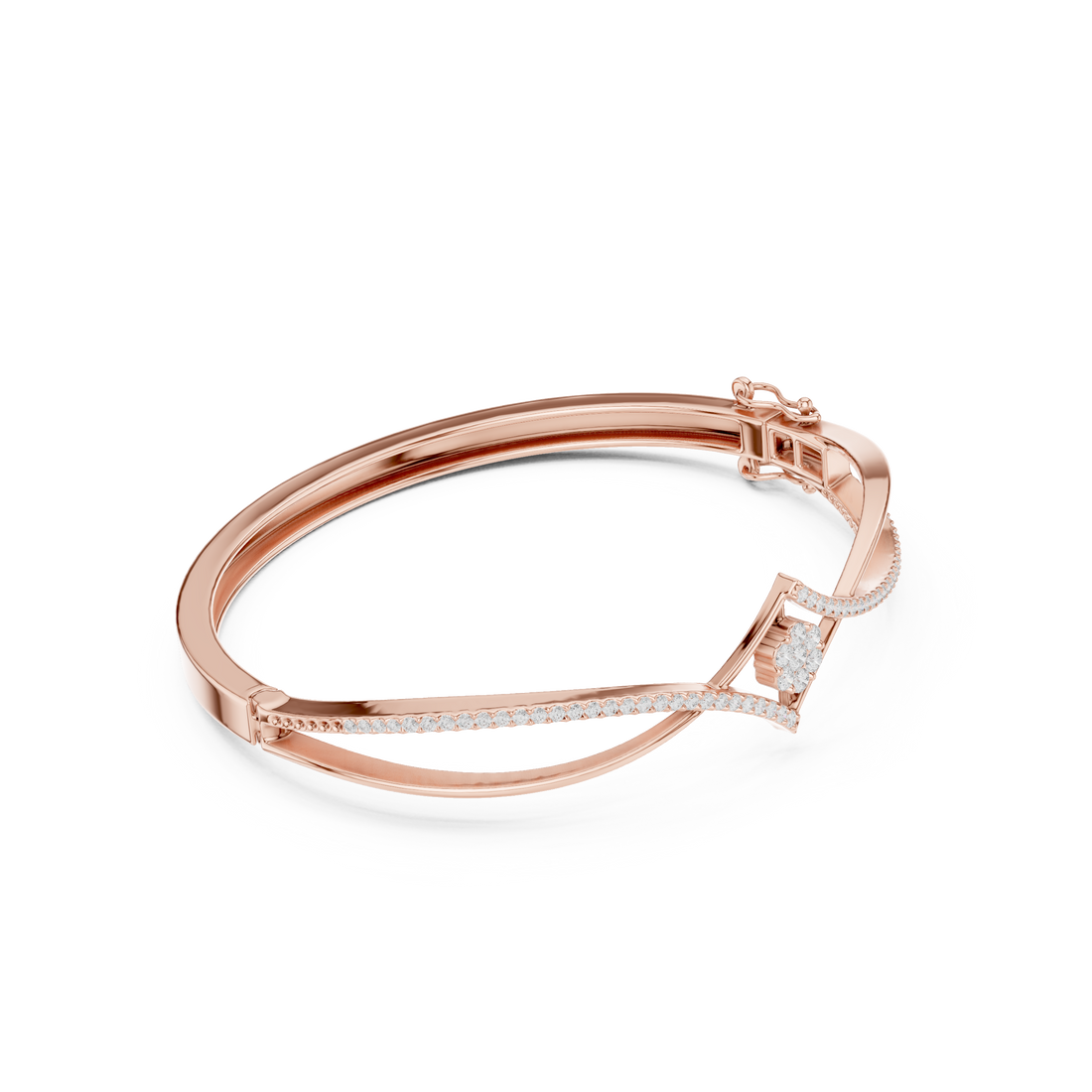 Crossover Floral Cluster Diamond Bracelet