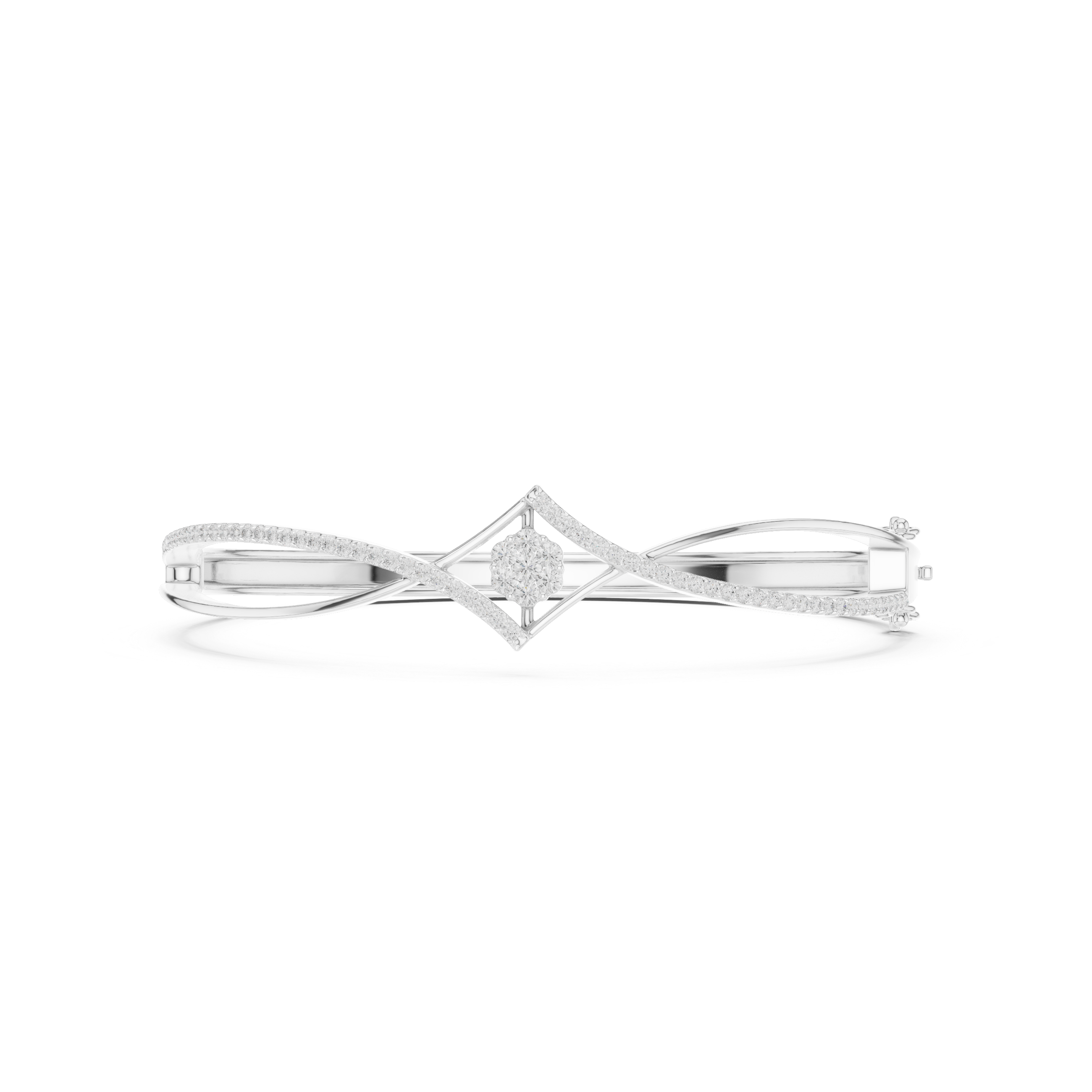 Crossover Floral Cluster Diamond Bracelet