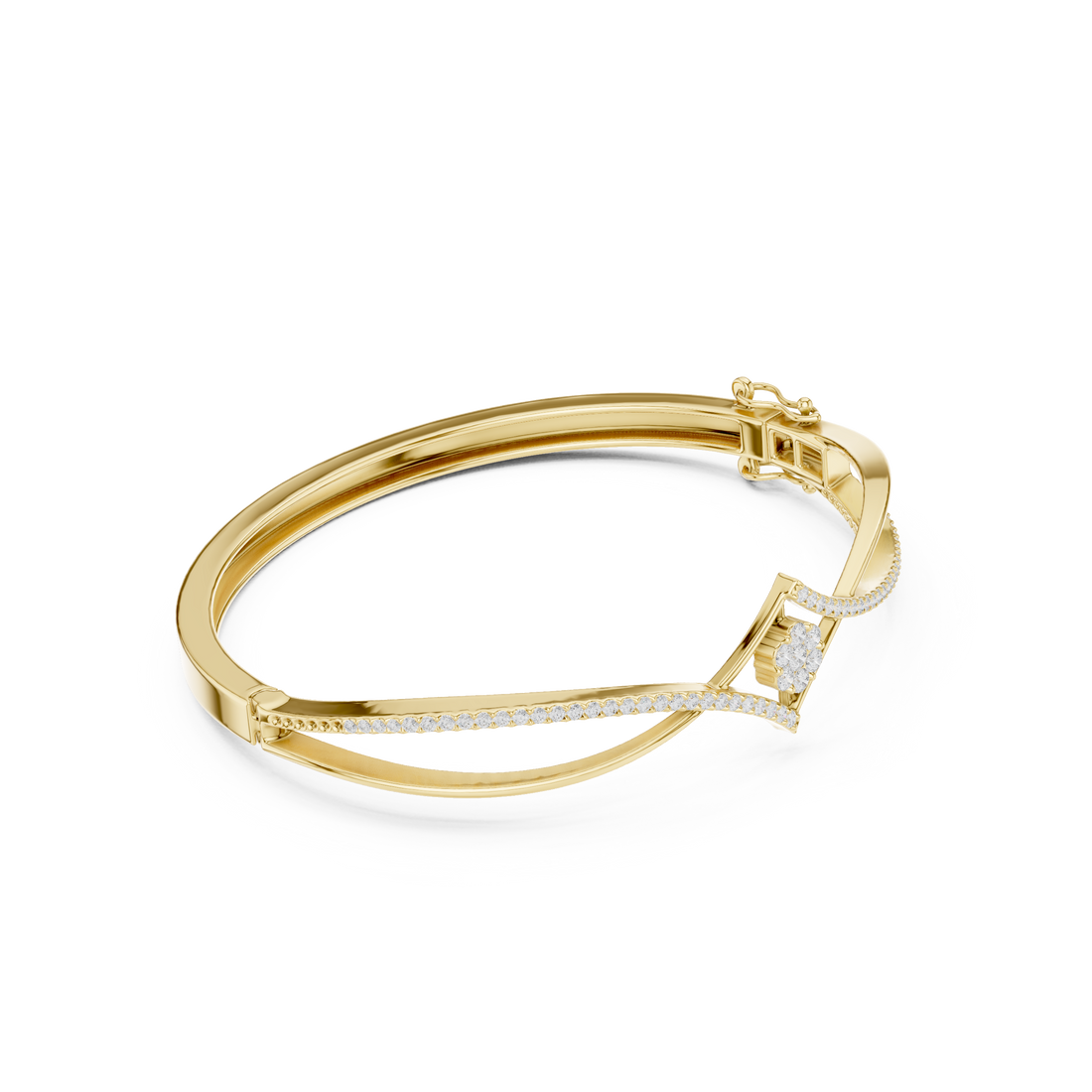 Crossover Floral Cluster Diamond Bracelet