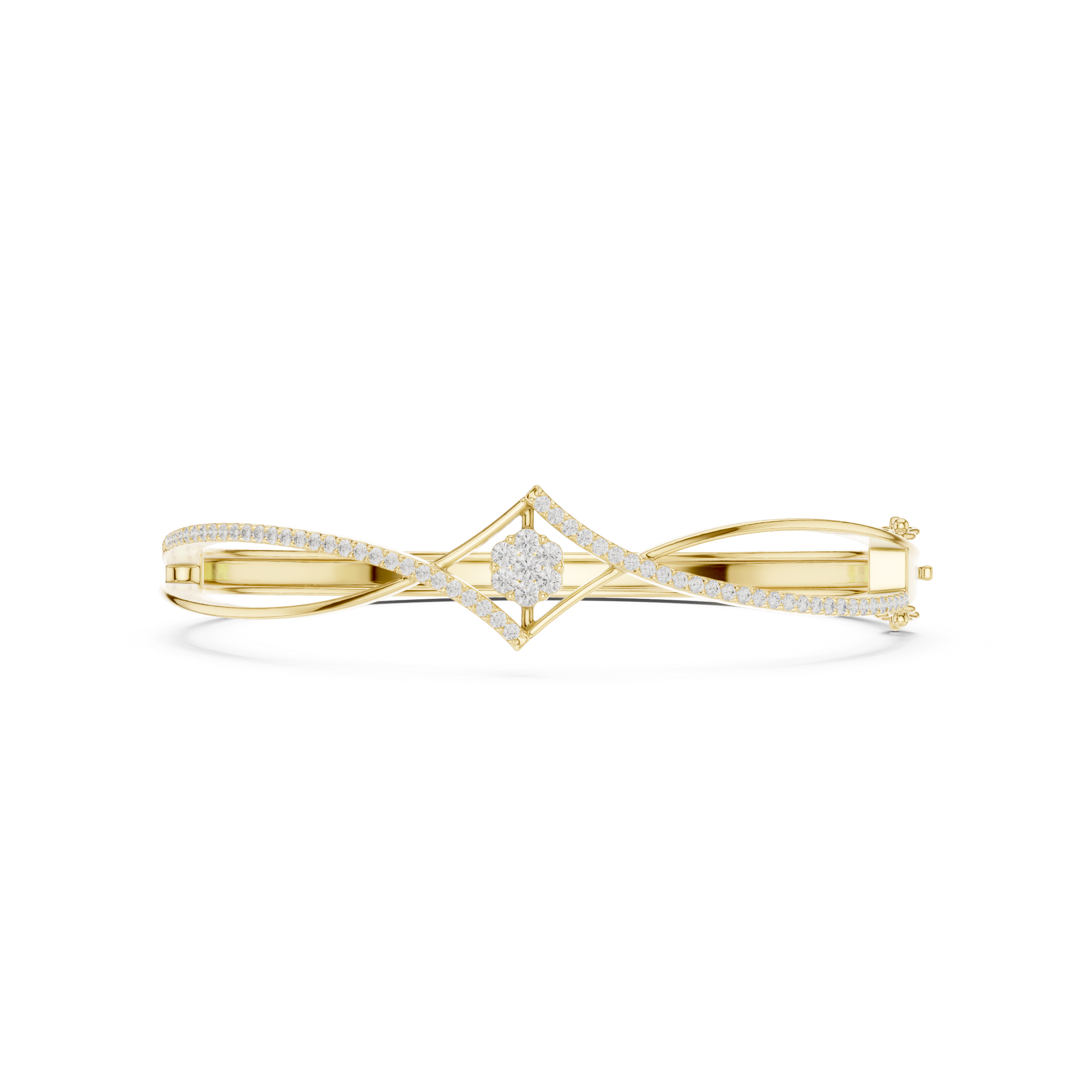 Crossover Floral Cluster Diamond Bracelet