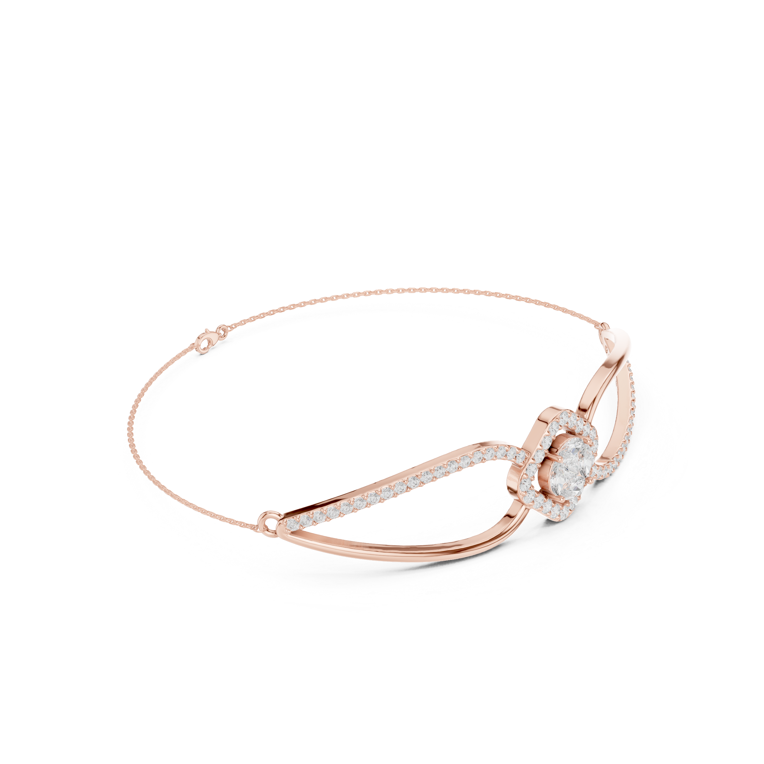 Princess & Marquise Center Split-Shank Chain Bracelet