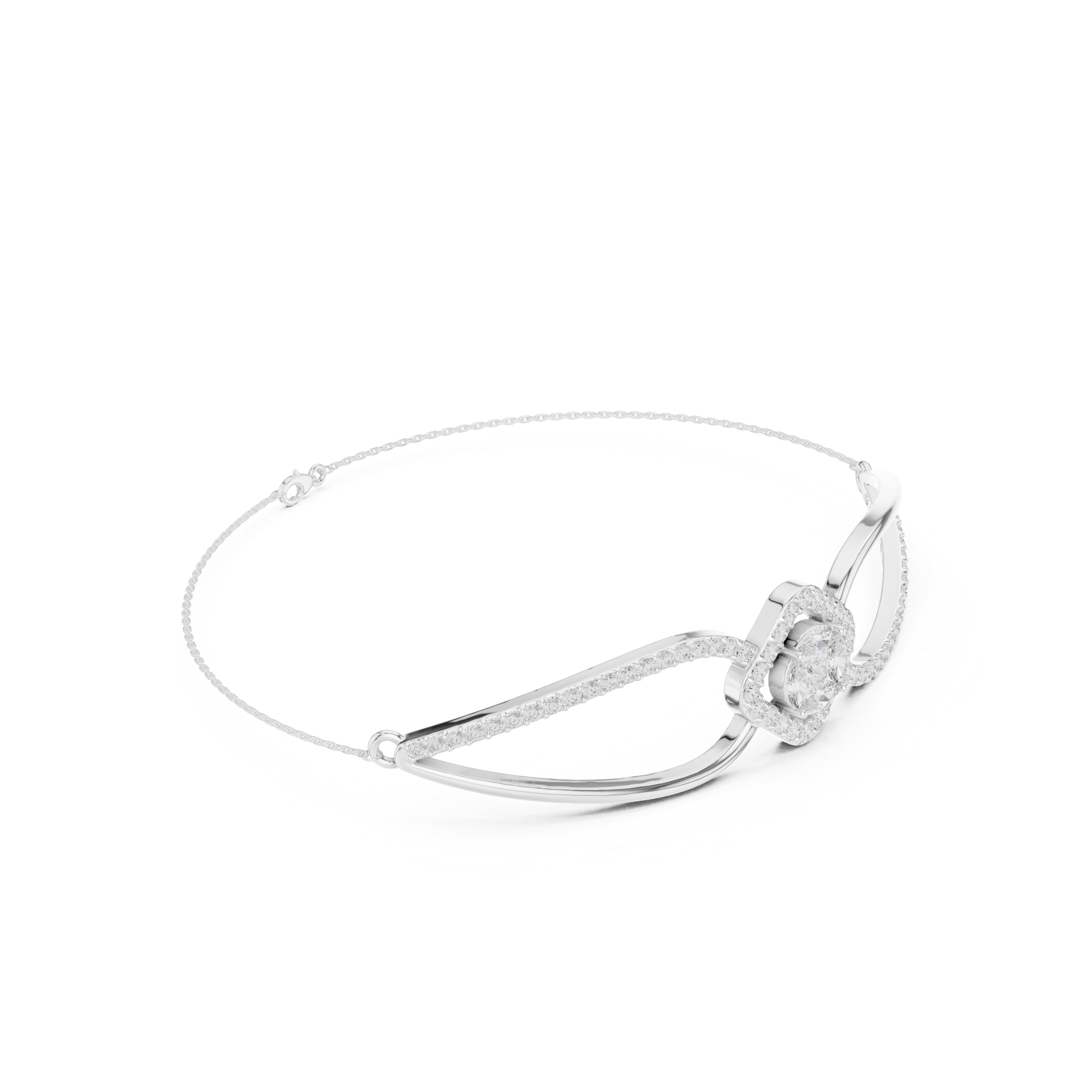 Princess & Marquise Center Split-Shank Chain Bracelet