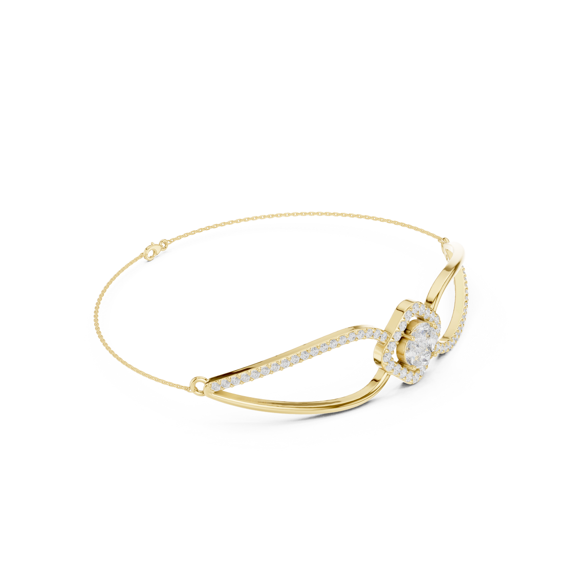 Princess & Marquise Center Split-Shank Chain Bracelet