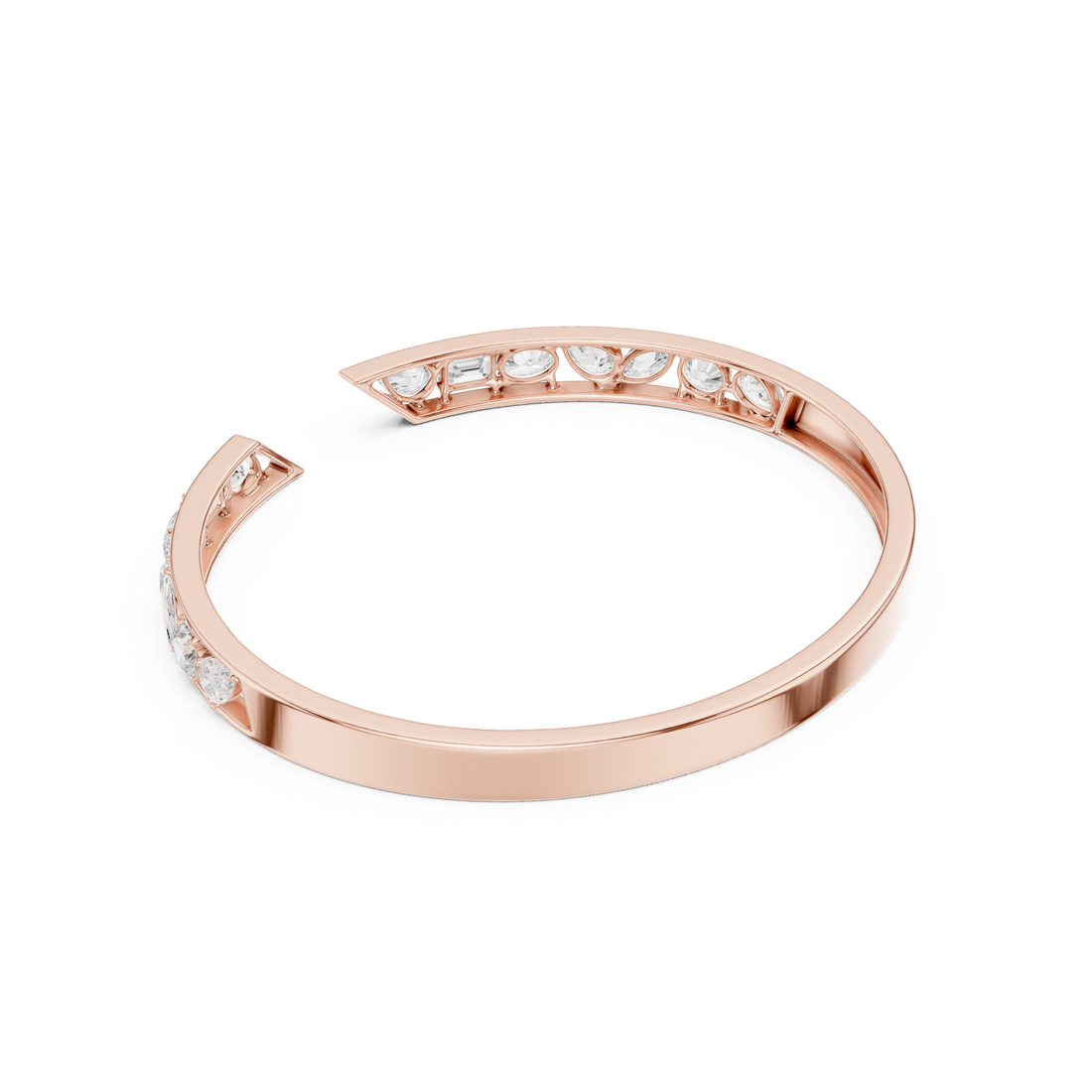 Multi-Shape Diamond Open Bypass Bracelet