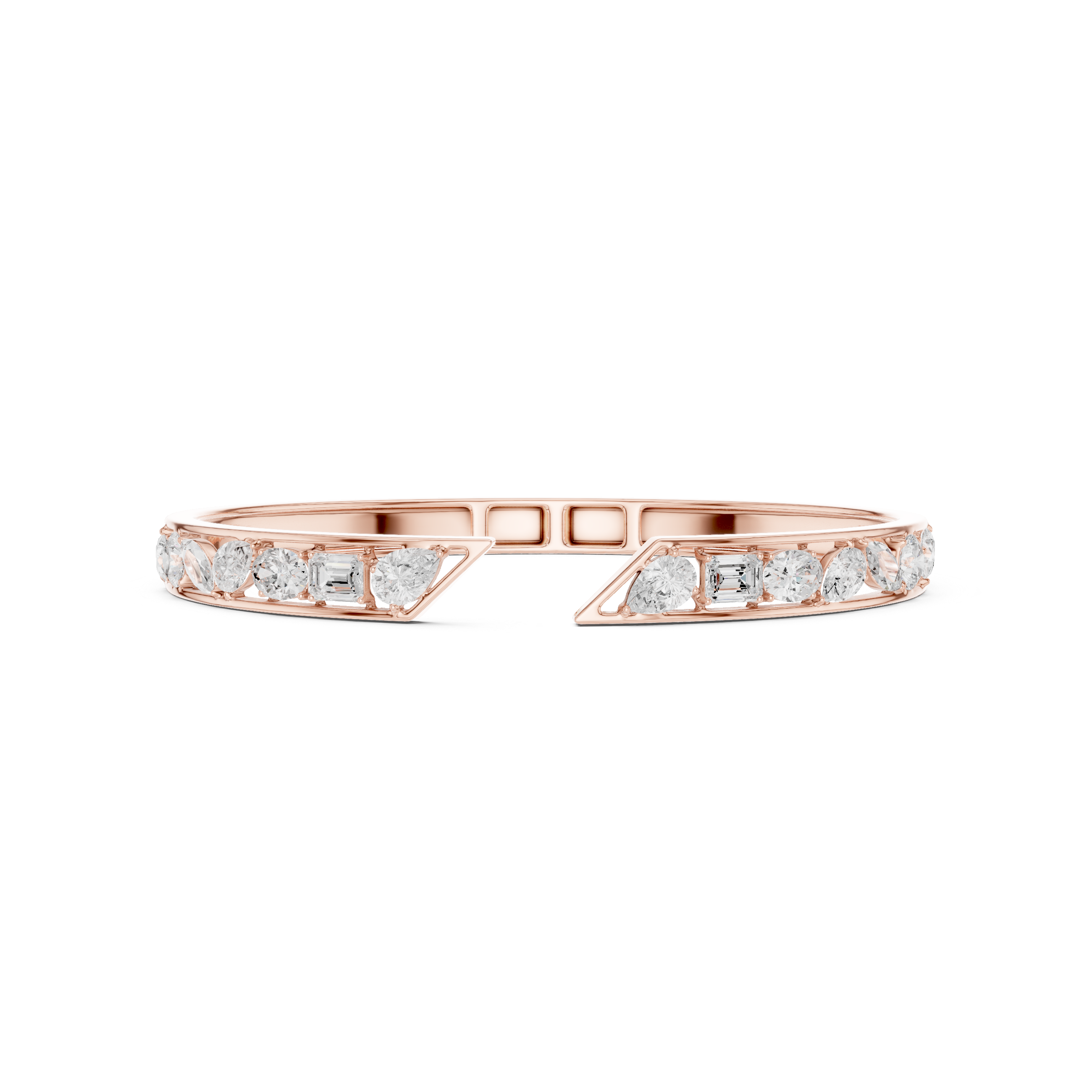 Multi-Shape Diamond Open Bypass Bracelet