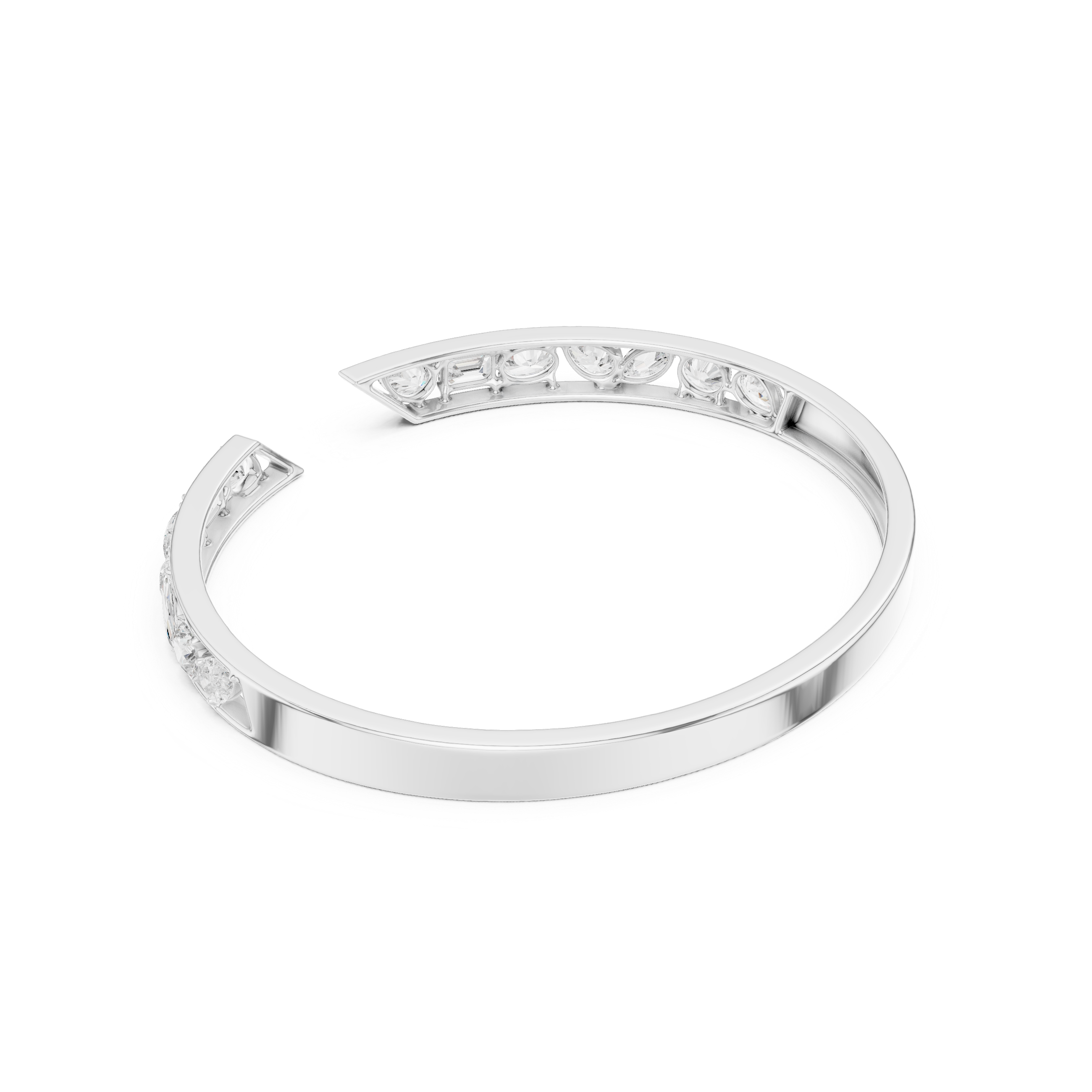Multi-Shape Diamond Open Bypass Bracelet