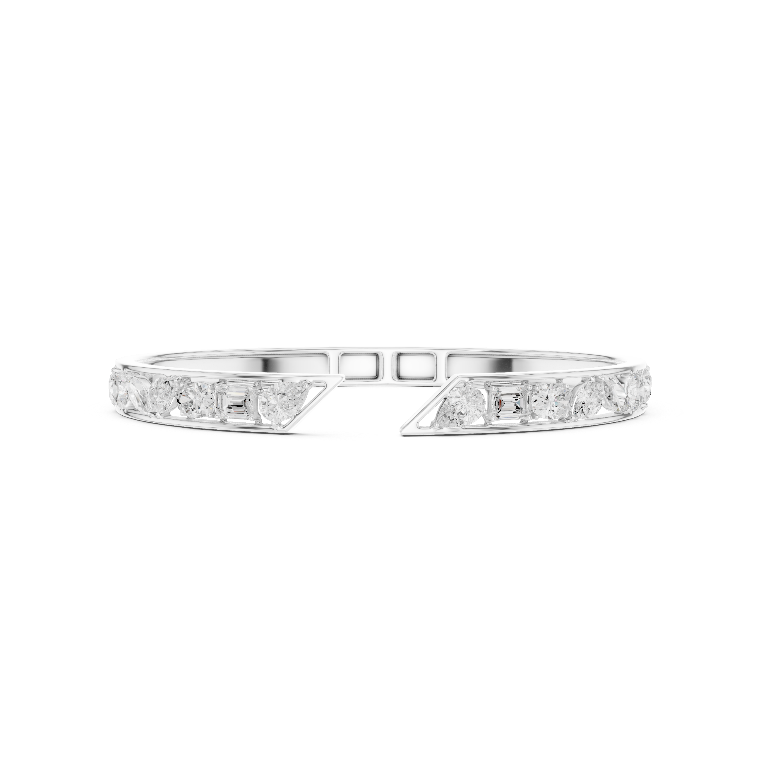Multi-Shape Diamond Open Bypass Bracelet