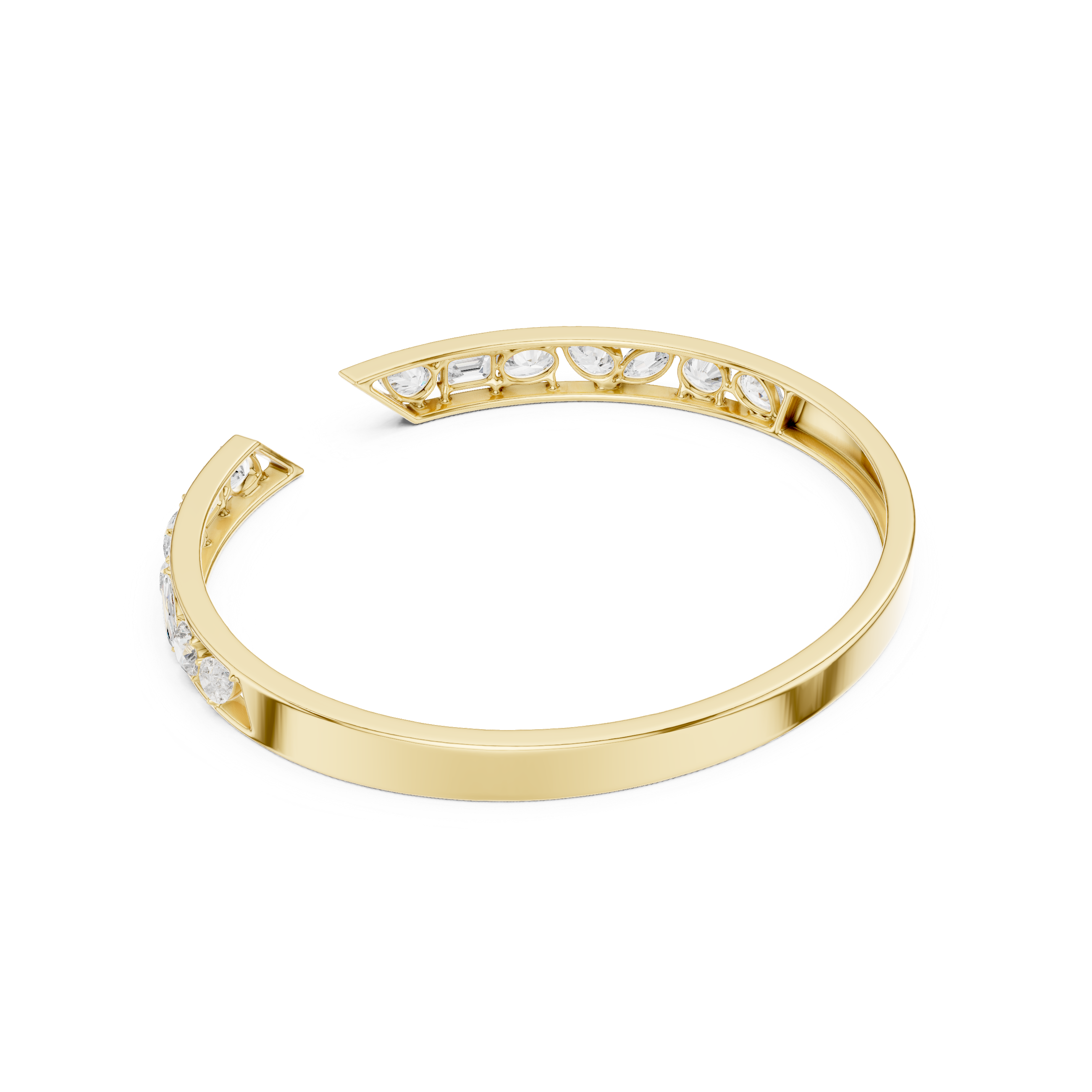 Multi-Shape Diamond Open Bypass Bracelet
