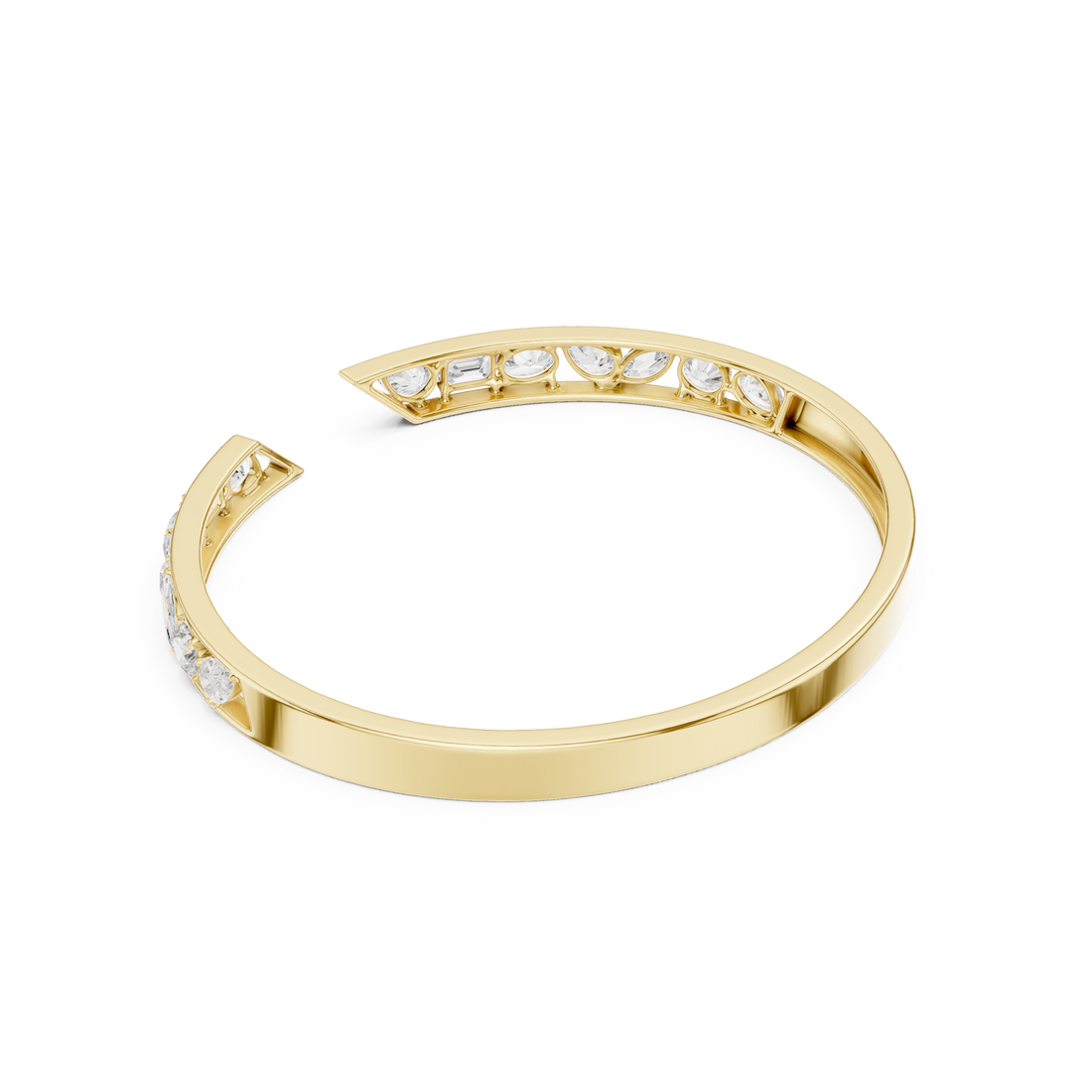Multi-Shape Diamond Open Bypass Bracelet