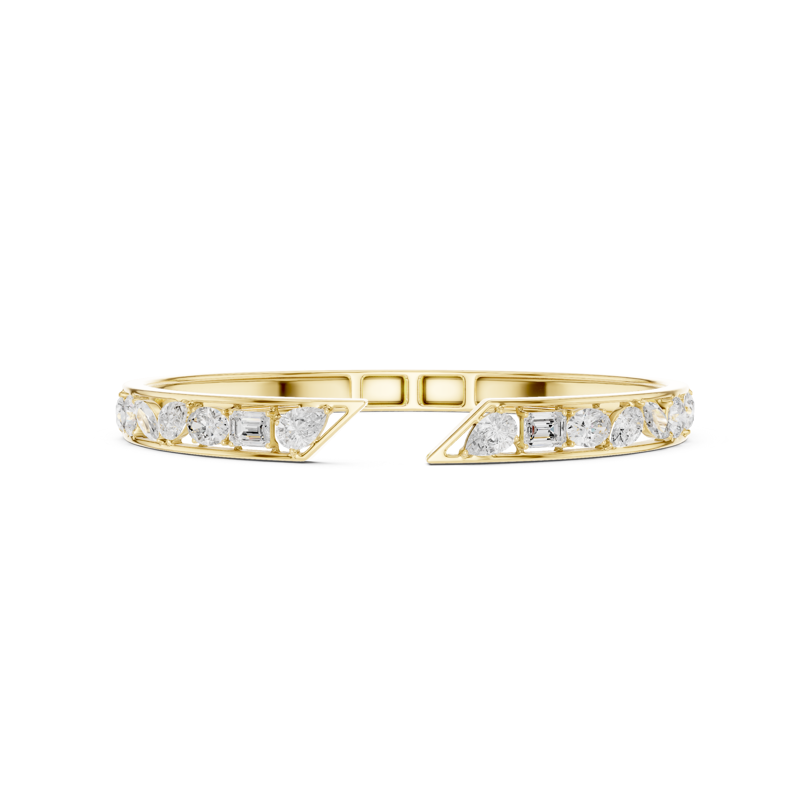 Multi-Shape Diamond Open Bypass Bracelet