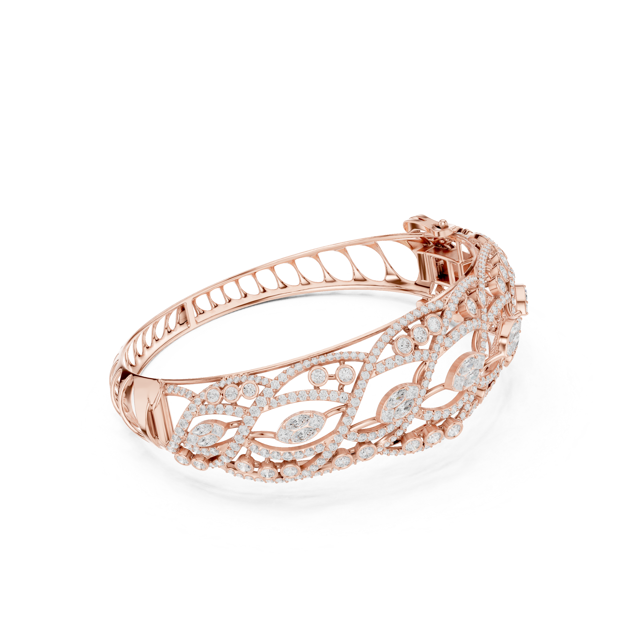 Intertwined Vine & Leaf Diamond Statement bracelet