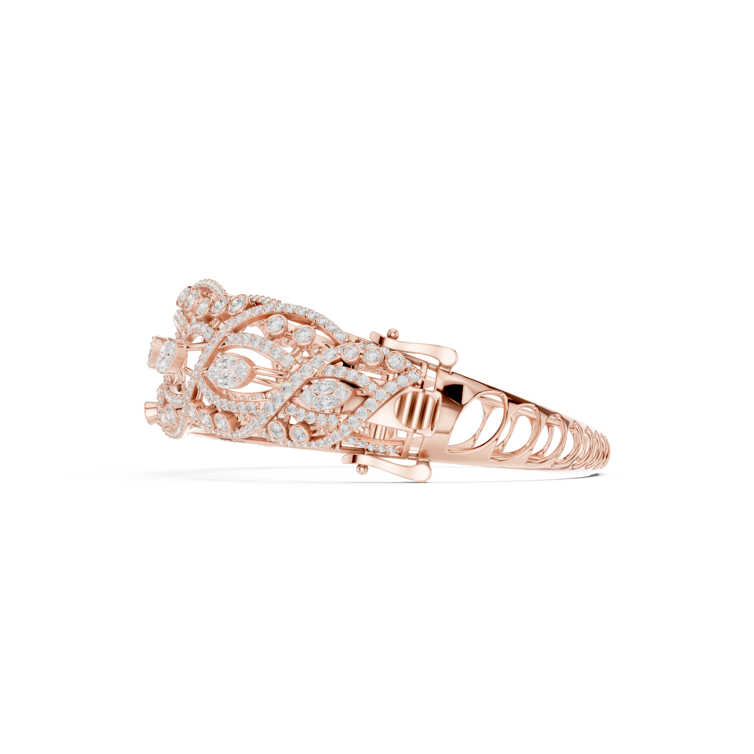 Intertwined Vine & Leaf Diamond Statement bracelet