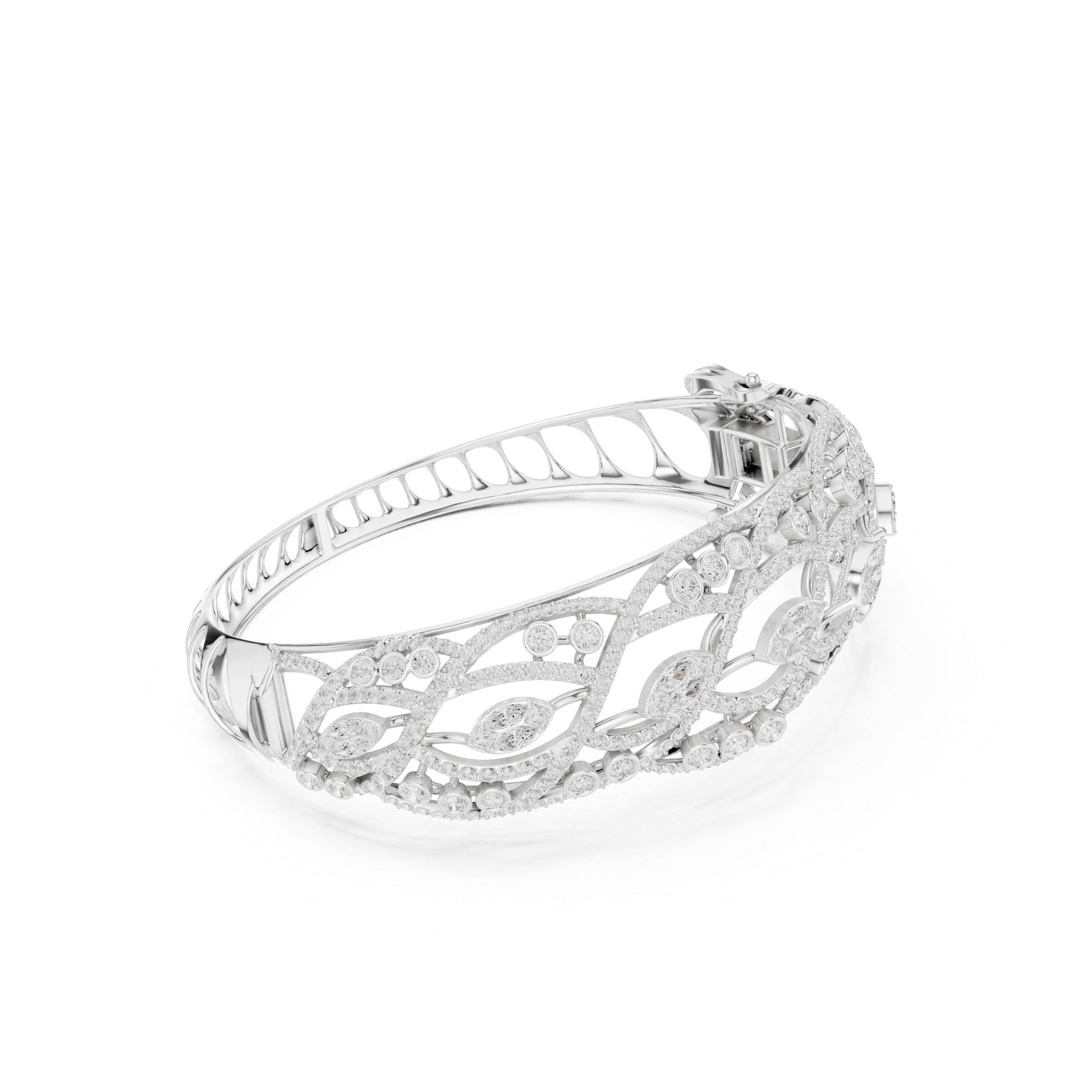 Intertwined Vine & Leaf Diamond Statement bracelet