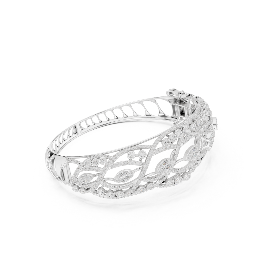 Intertwined Vine & Leaf Diamond Statement bracelet
