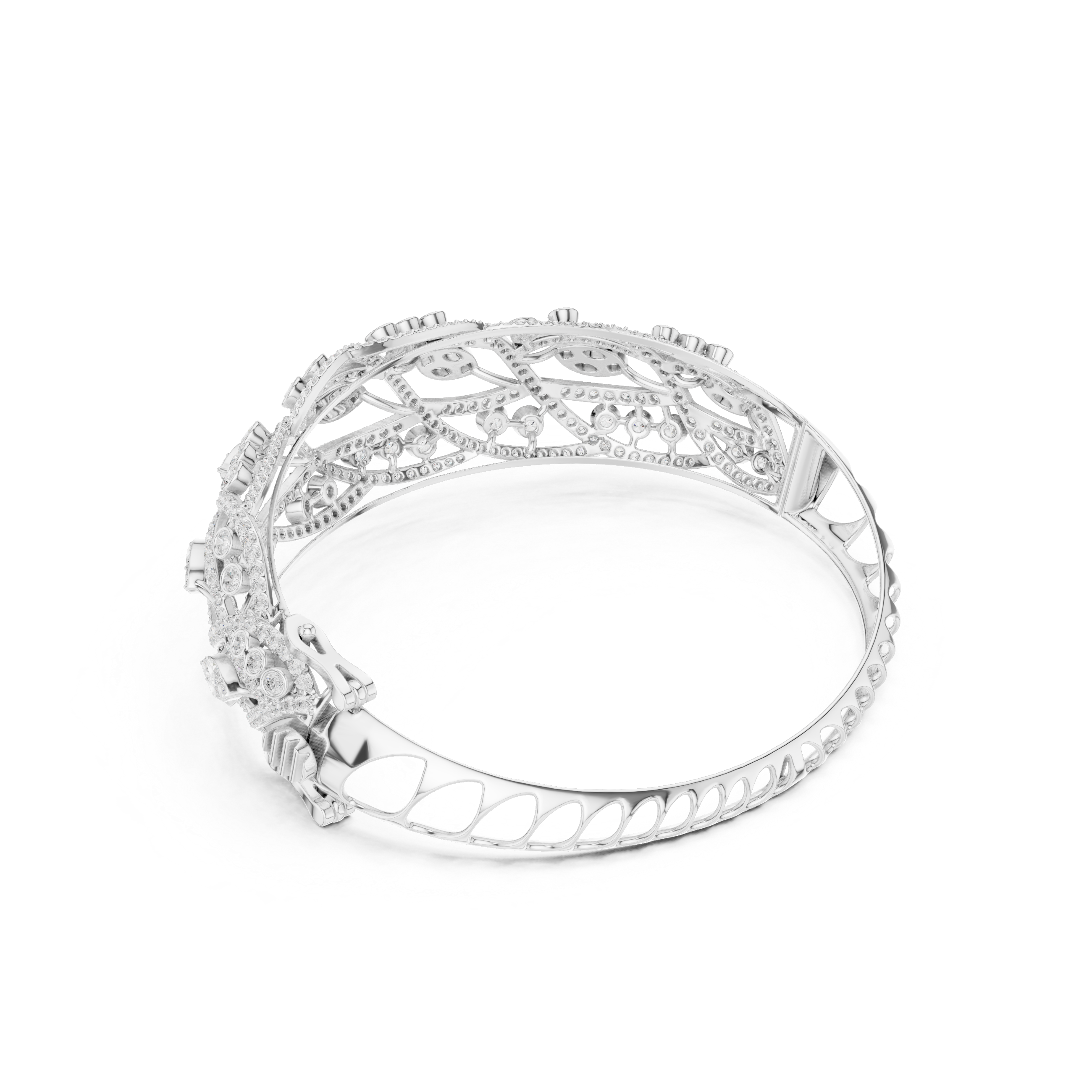 Intertwined Vine & Leaf Diamond Statement bracelet